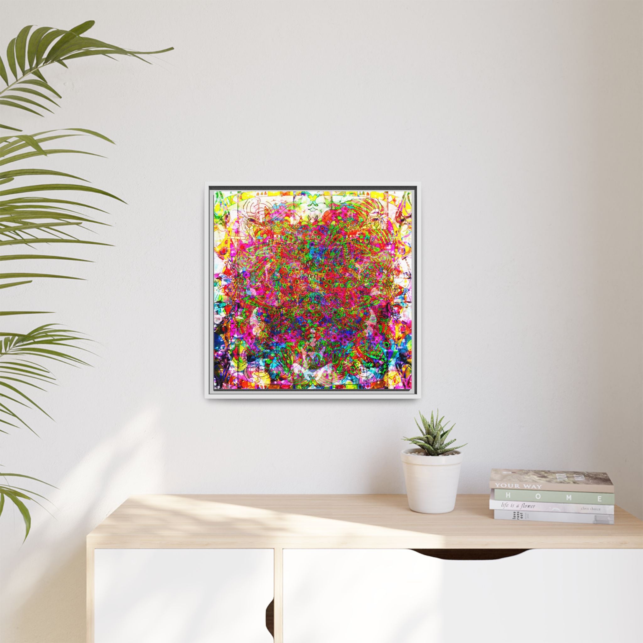 Neon Swirl Party Extravaganza Canvas Art — Vibrant Kaleidoscope Wall Print