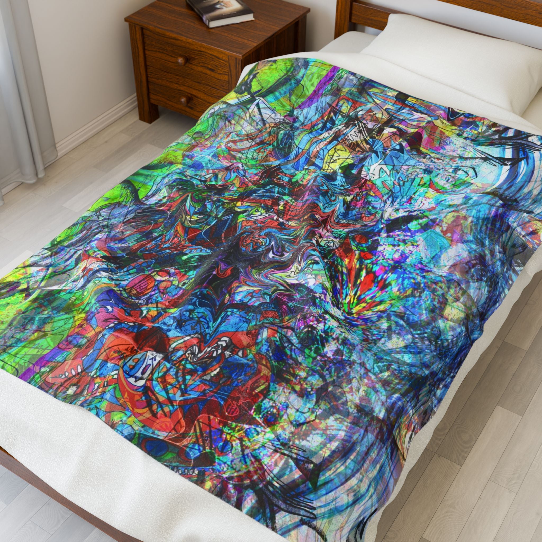 Now You're Stuck 44 Plush Blanket – Vibrant Psychedelic Throw for Home, Dorm & Gifts