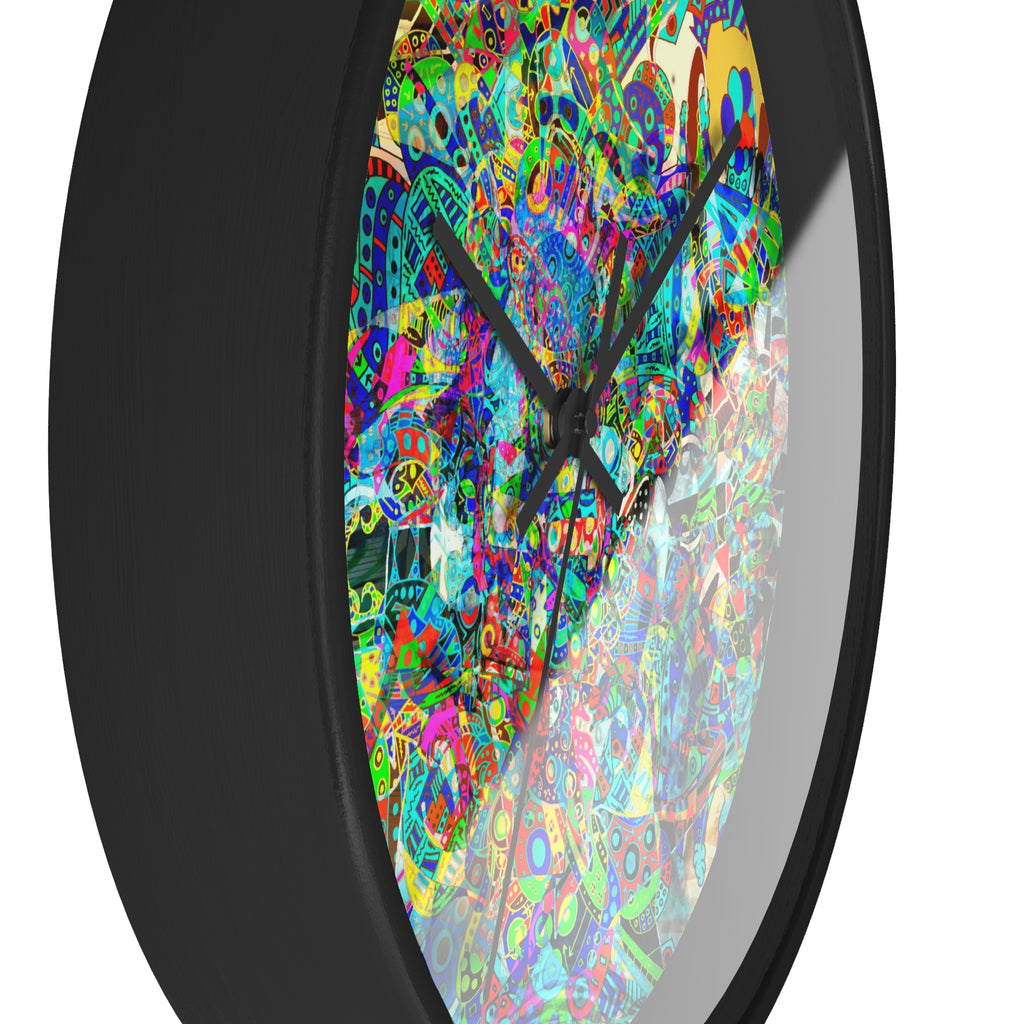 HYPERDIMENSIONAL SURFER - Psychedelic Abstract Wall Clock — Vibrant Colorful Mandala Design