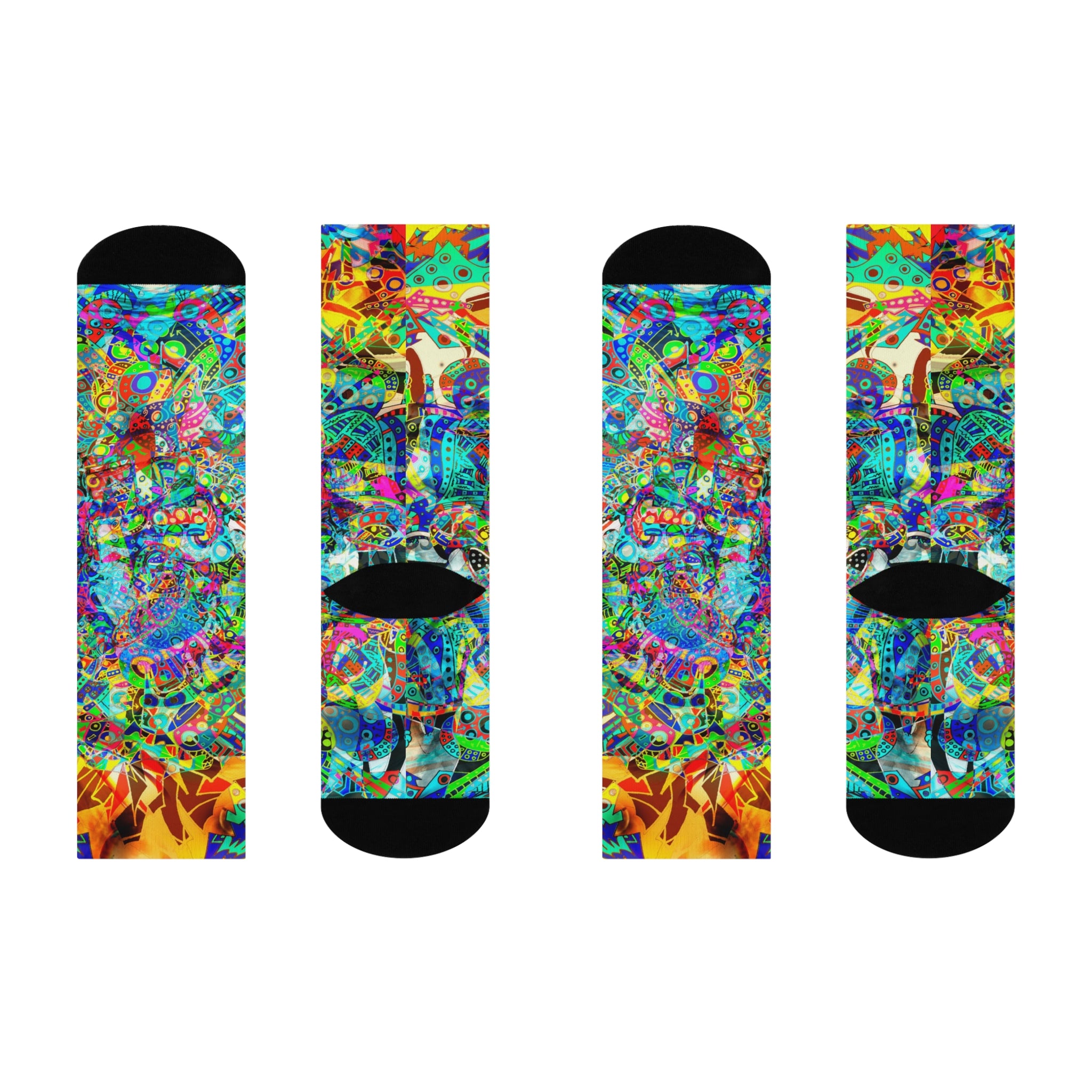 HYPERDIMENSIONAL SURFER - Psychedelic Abstract Art Cushioned Crew Socks