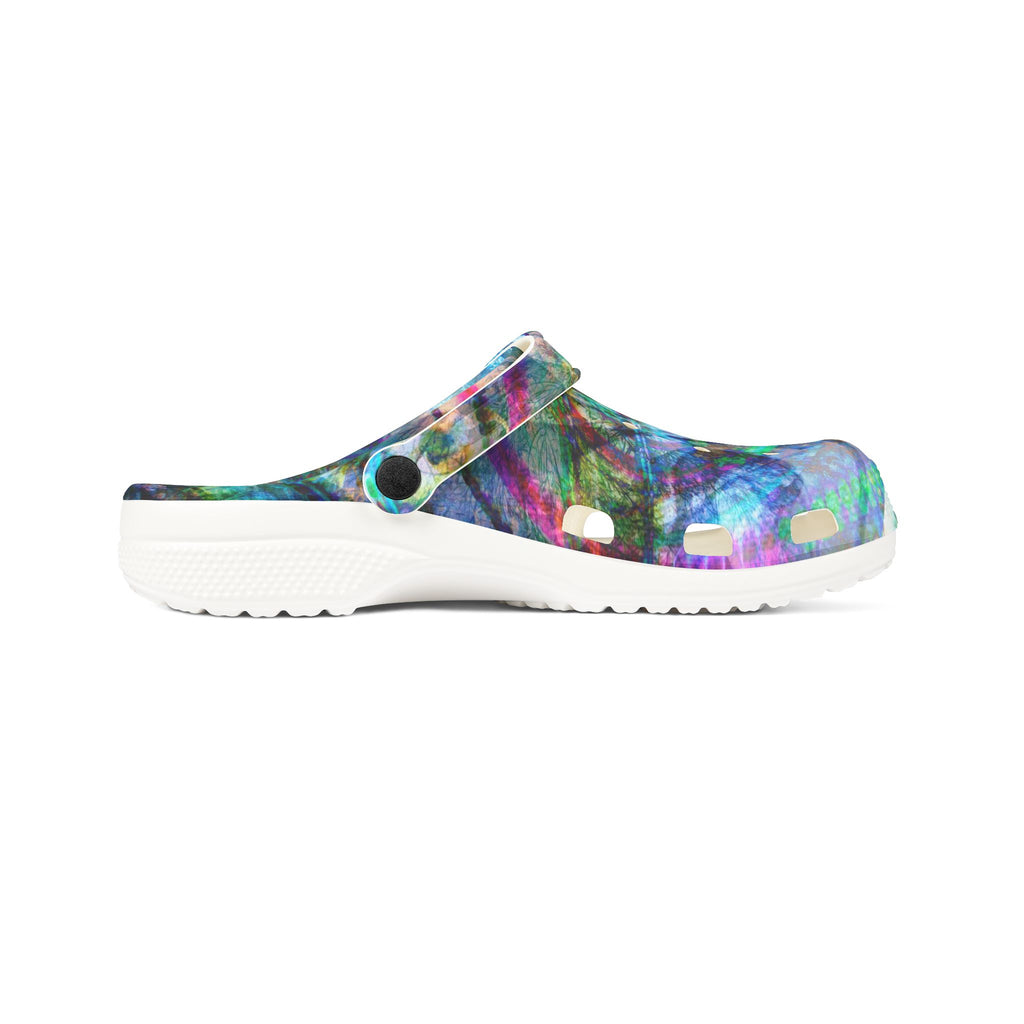 Mega Millionz Abstract Watercolor Garden Clogs — Colorful EVA Foam Slip-On Shoes