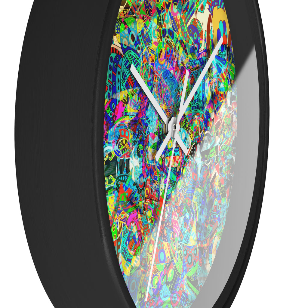 HYPERDIMENSIONAL SURFER - Psychedelic Abstract Wall Clock — Vibrant Colorful Mandala Design