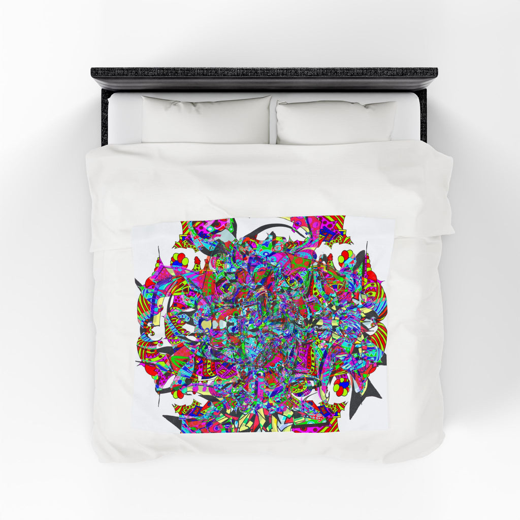 Neon Waffle Monster 12 Plush Blanket — Psychedelic Mandala Throw for Cozy Boho Décor