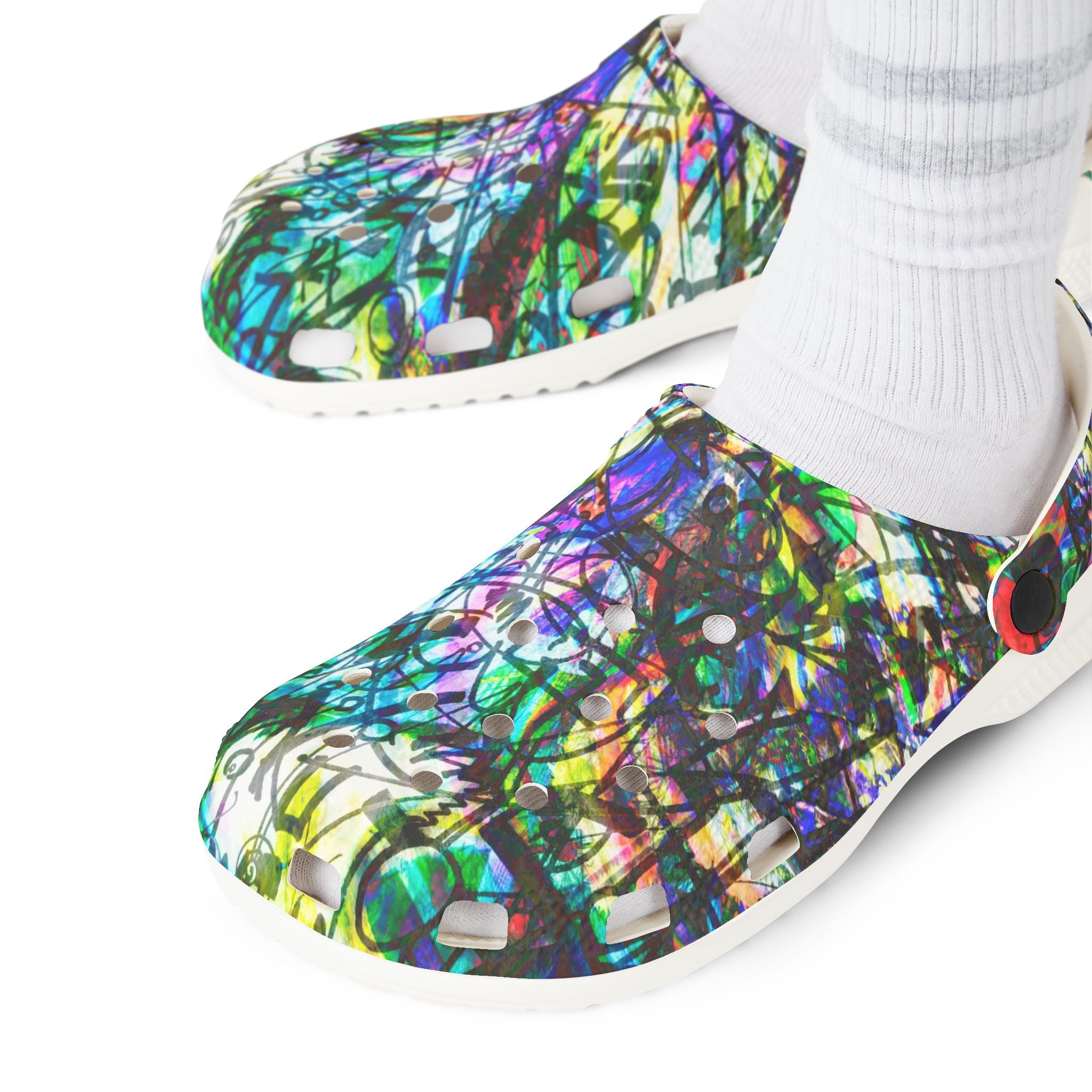 The Real Time Is Now 2015 - Abstract Colorful Garden EVA Foam Clogs — Lightweight Printed Slip-On Shoes