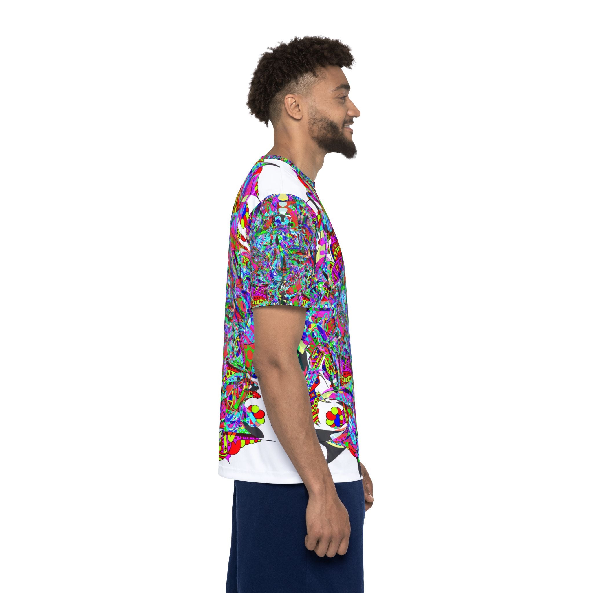 Neon Waffle Monster 12 - Psychedelic Floral Men's Sports Jersey — All-Over Print Vibrant Athletic Wear