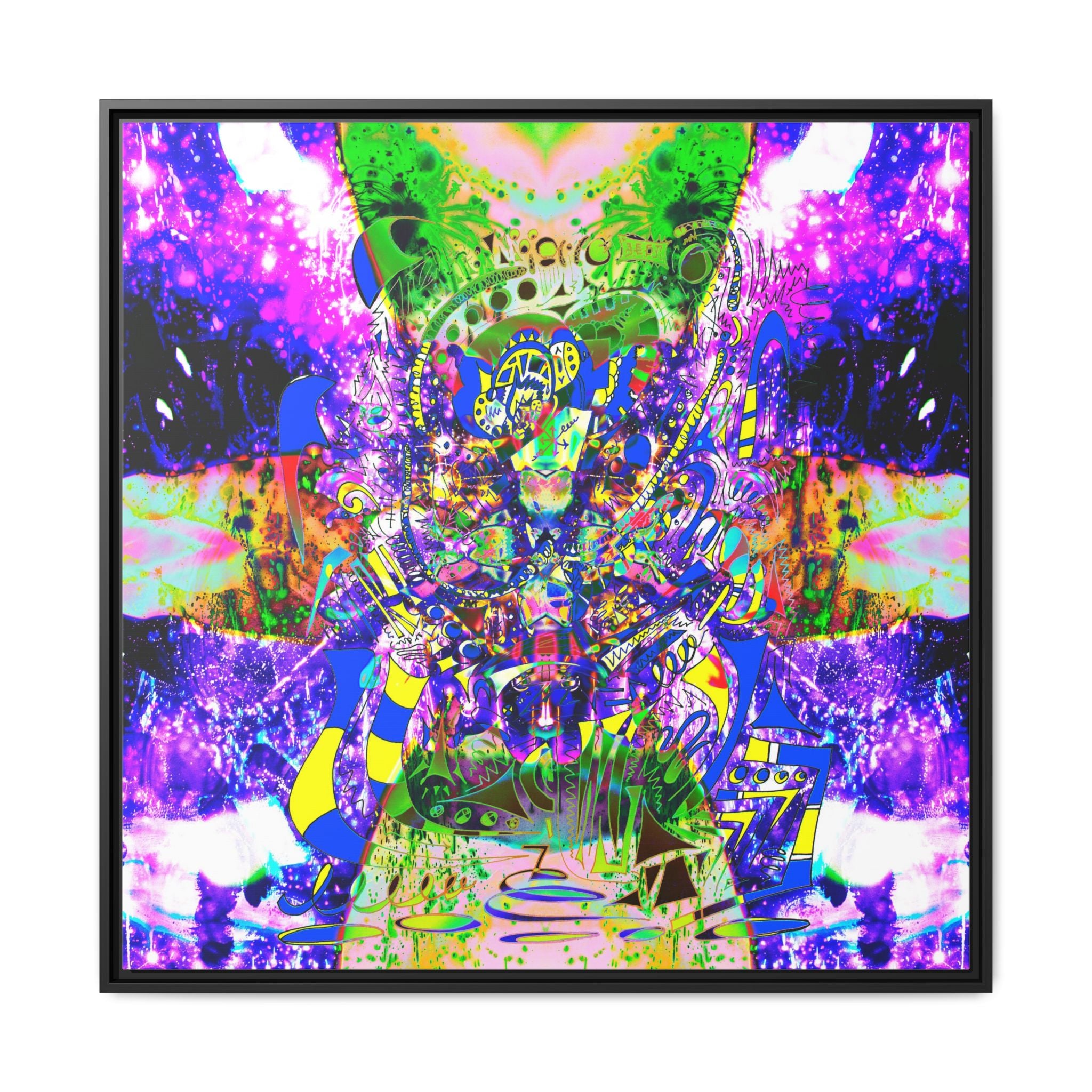 Alien Darkness 9 Framed Canvas Art — Vibrant Multi-Color Wall Decor