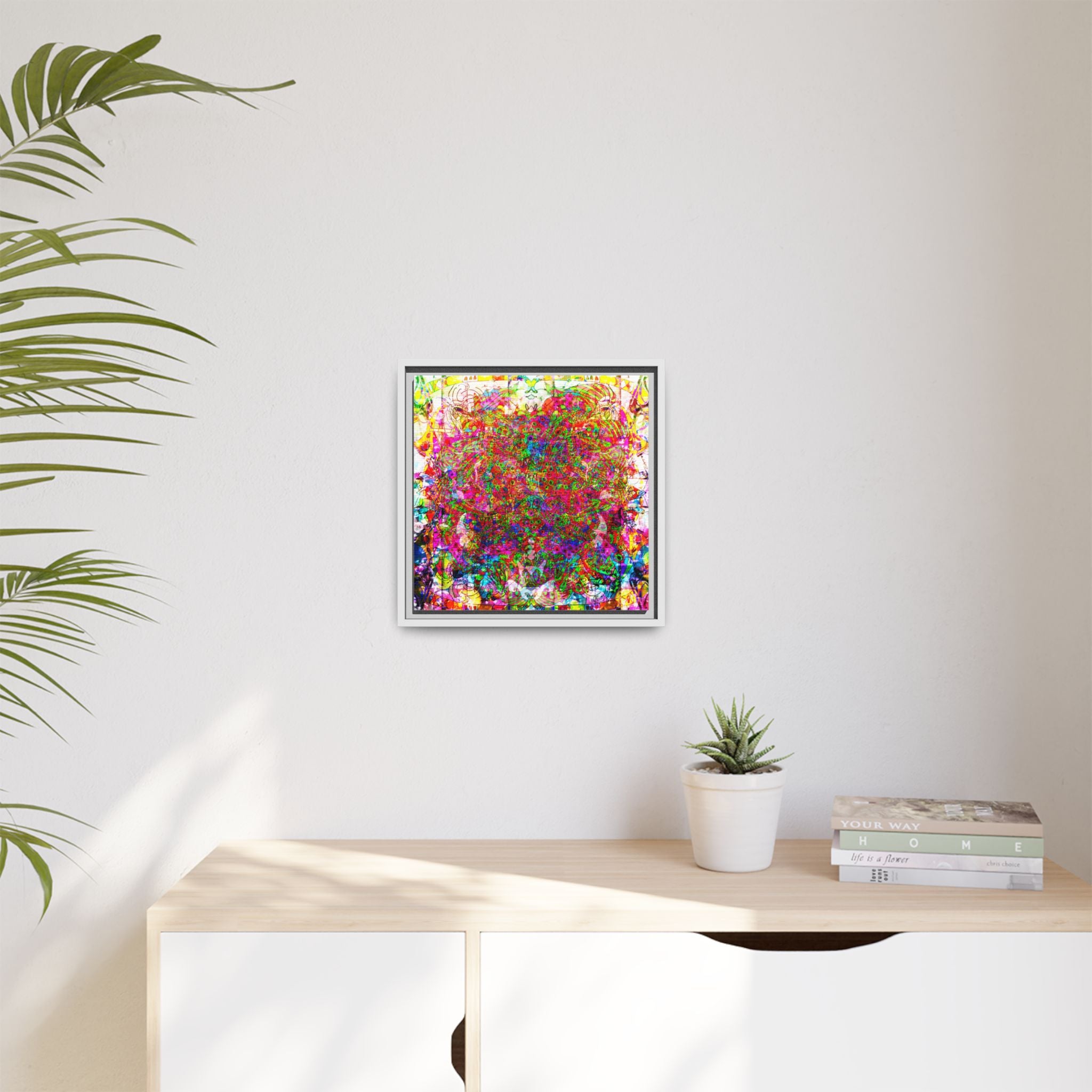 Neon Swirl Party Extravaganza Canvas Art — Vibrant Kaleidoscope Wall Print