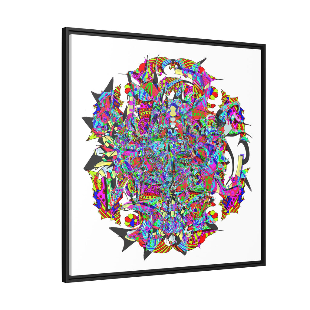Neon Waffle Monster 12 Framed Canvas Art — Psychedelic Geometric Wall Print
