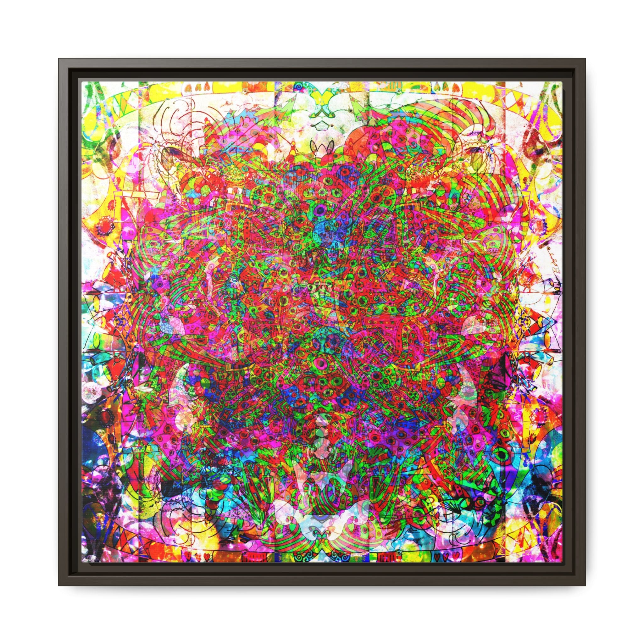 Neon Swirl Party Extravaganza Canvas Art — Vibrant Kaleidoscope Wall Print