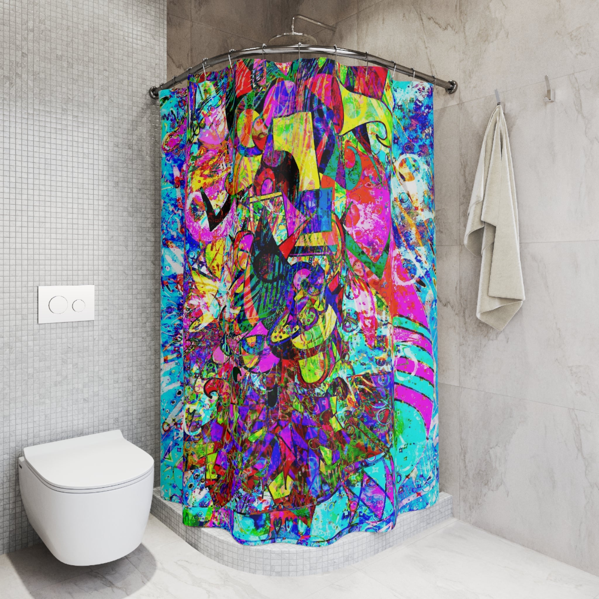 Love Monster - Abstract Neon Graffiti Shower Curtain