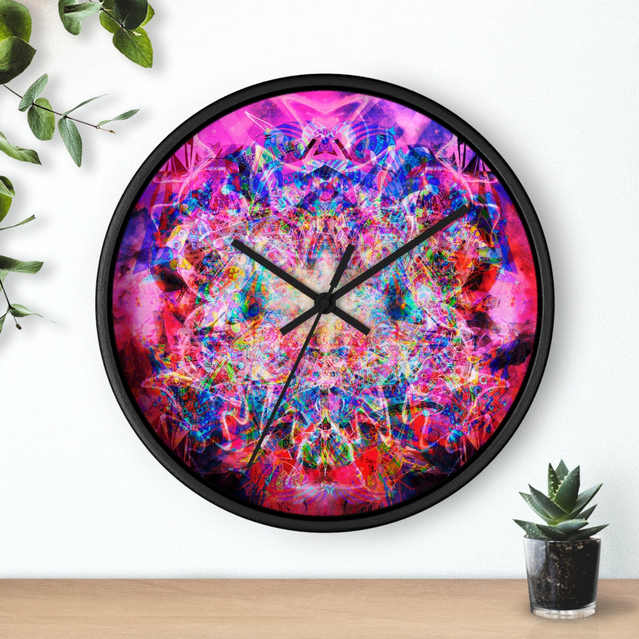 Arashaya - Psychedelic Kaleidoscope Wall Clock — Vibrant Abstract Art Timepiece