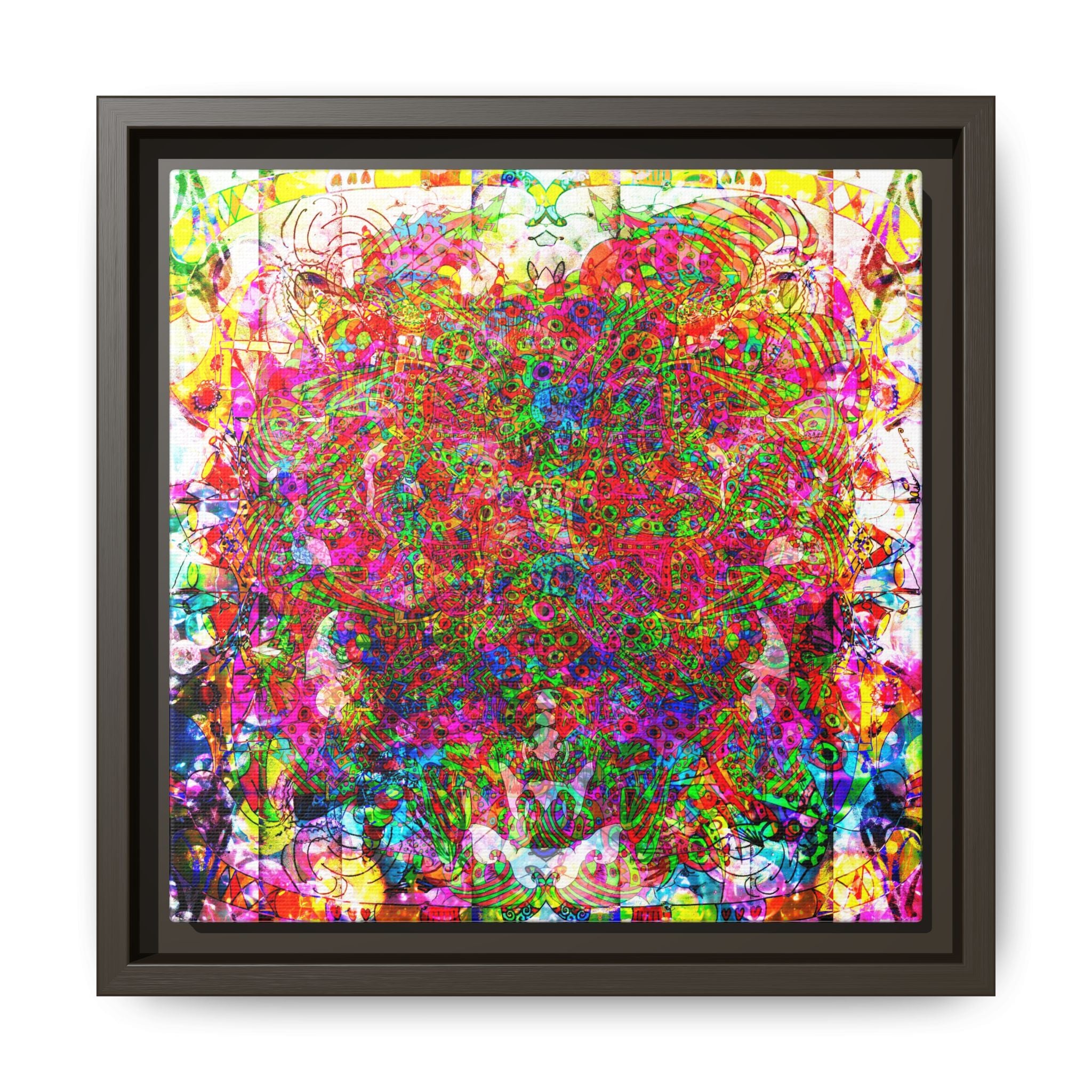 Neon Swirl Party Extravaganza Canvas Art — Vibrant Kaleidoscope Wall Print