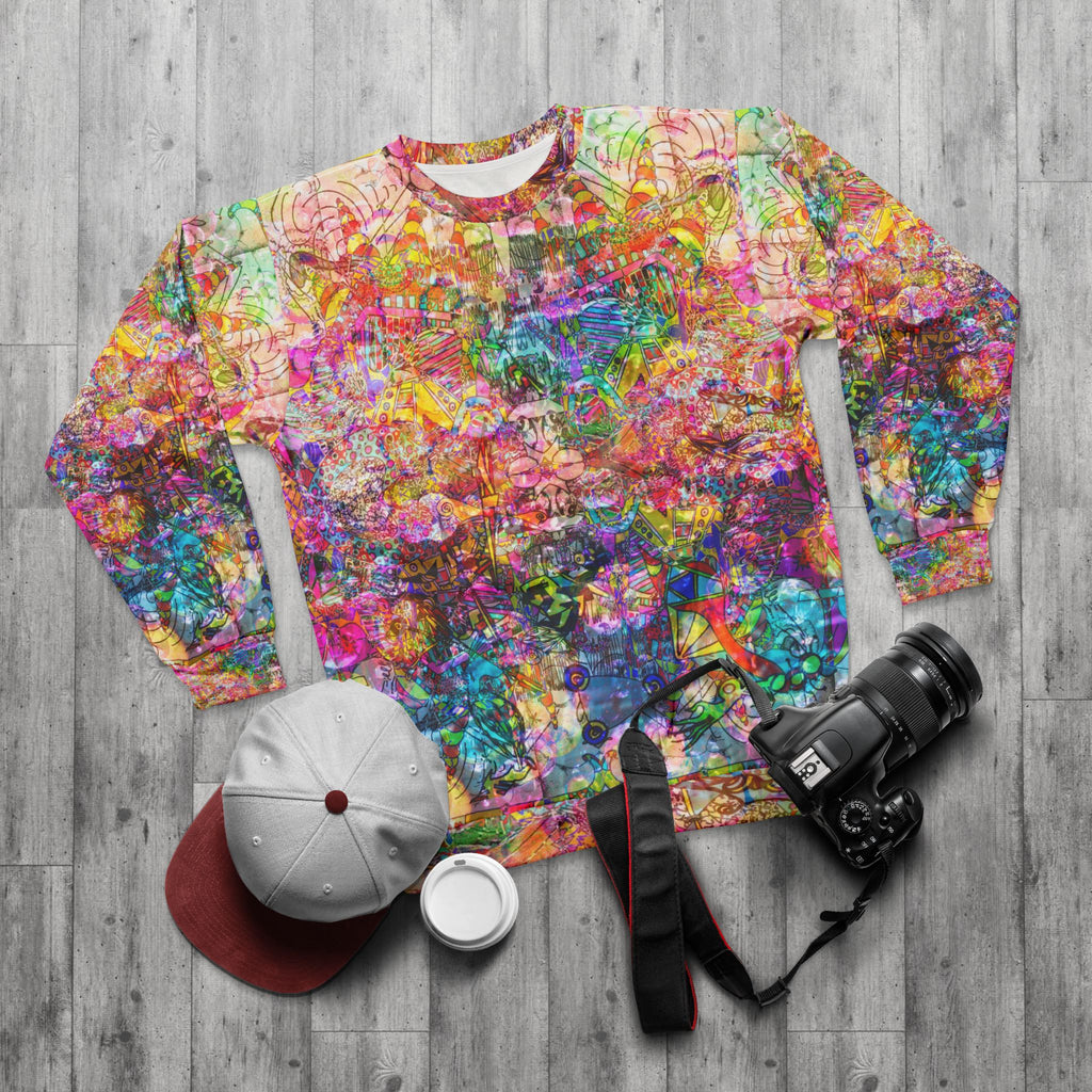 Dance Like There's No Tomorrow - Psychedelic All-Over Print Sweatshirt — Colorful Abstract Crewneck