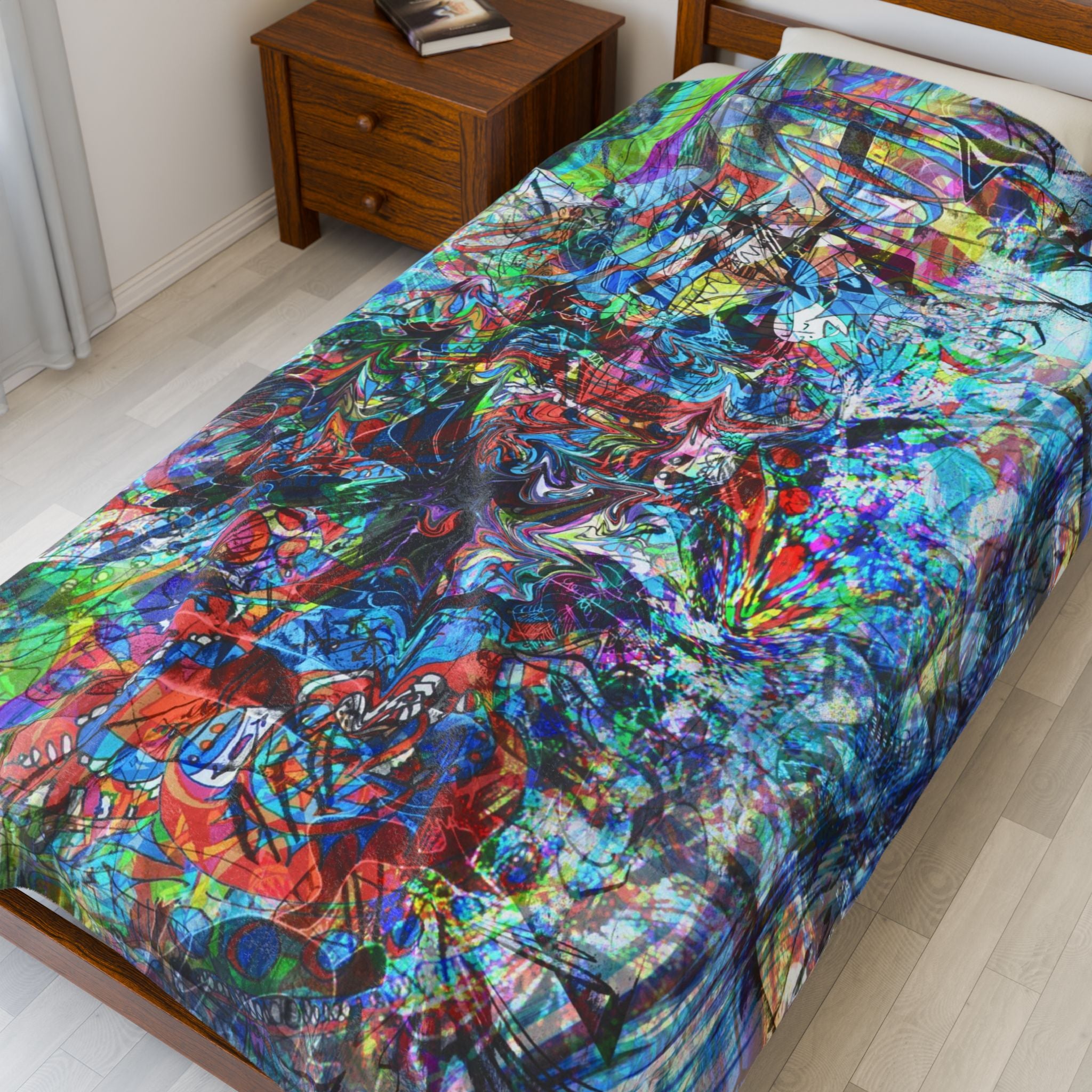 Now You're Stuck 44 Plush Blanket – Vibrant Psychedelic Throw for Home, Dorm & Gifts