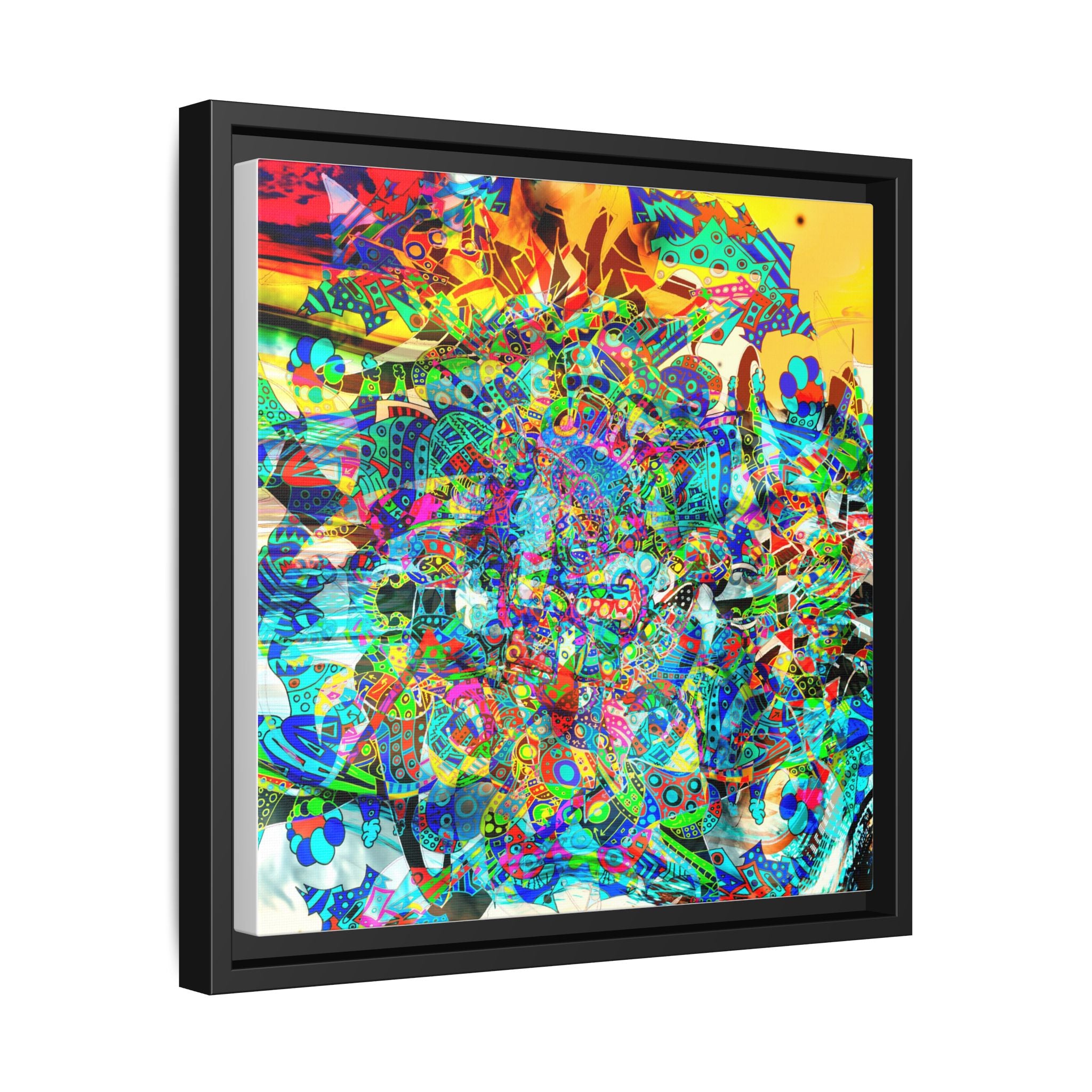 HYPERDIMENSIONAL SURFER - Framed Abstract Multi-Color Canvas Art — Vibrant Psychedelic Wall Decor