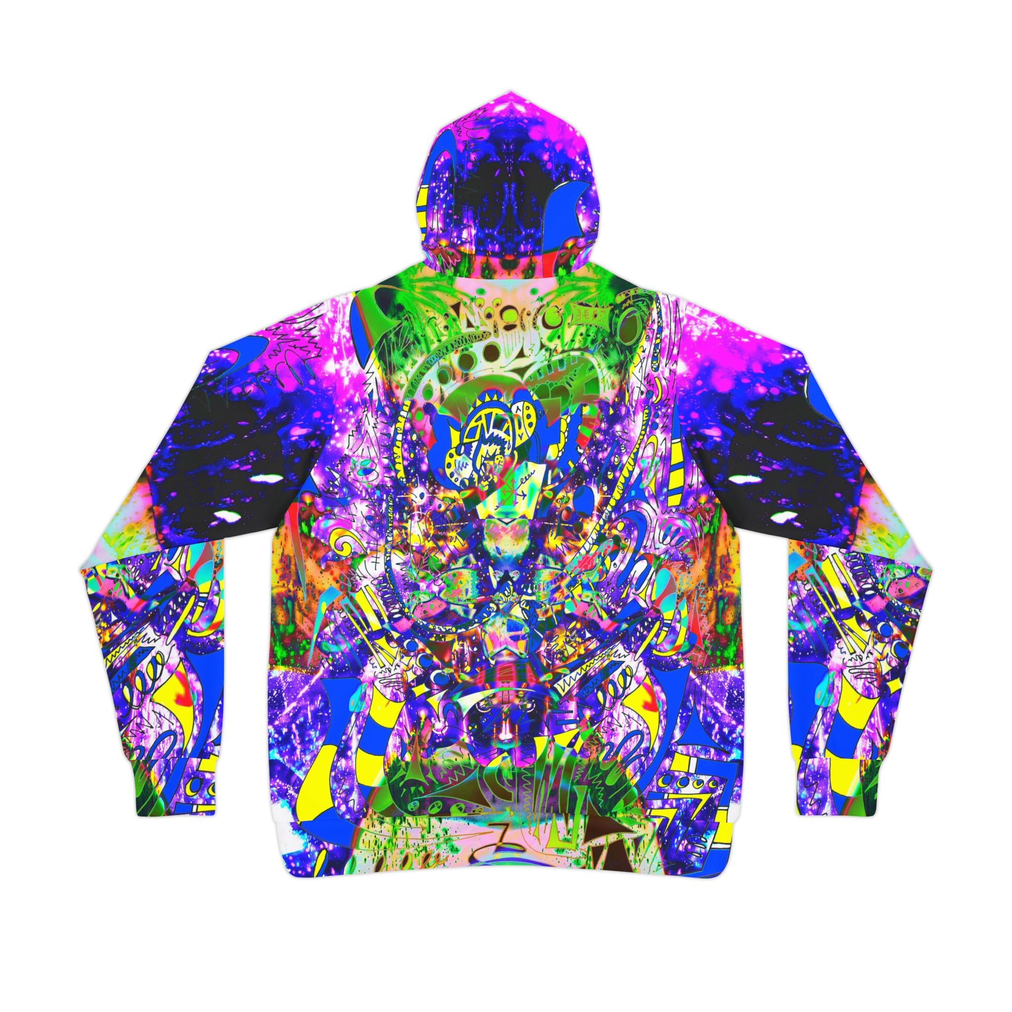 Alien Darkness 9 - Psychedelic Abstract Athletic Hoodie — Vibrant All-Over Print for Rave, Gym & Streetwear