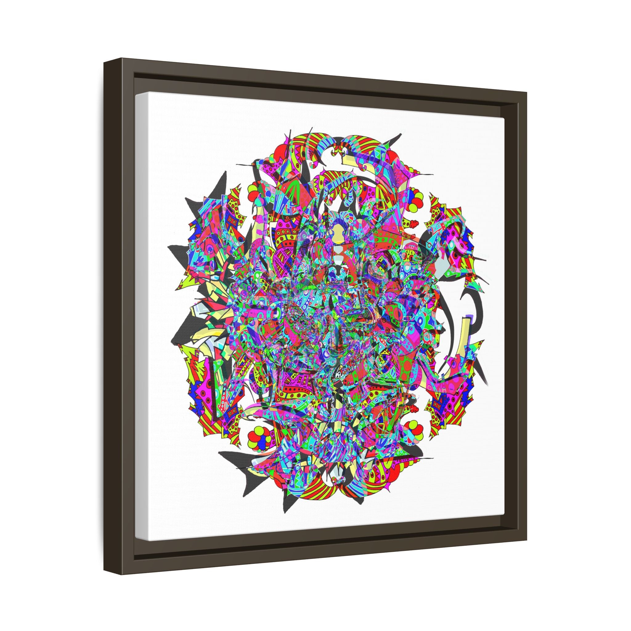 Neon Waffle Monster 12 Framed Canvas Art — Psychedelic Geometric Wall Print