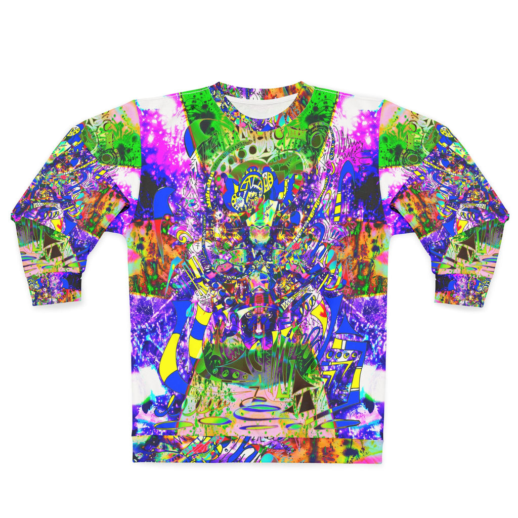 Alien Darkness 9 - Psychedelic Abstract All-Over Print Sweatshirt — Vibrant Trippy Art Crewneck