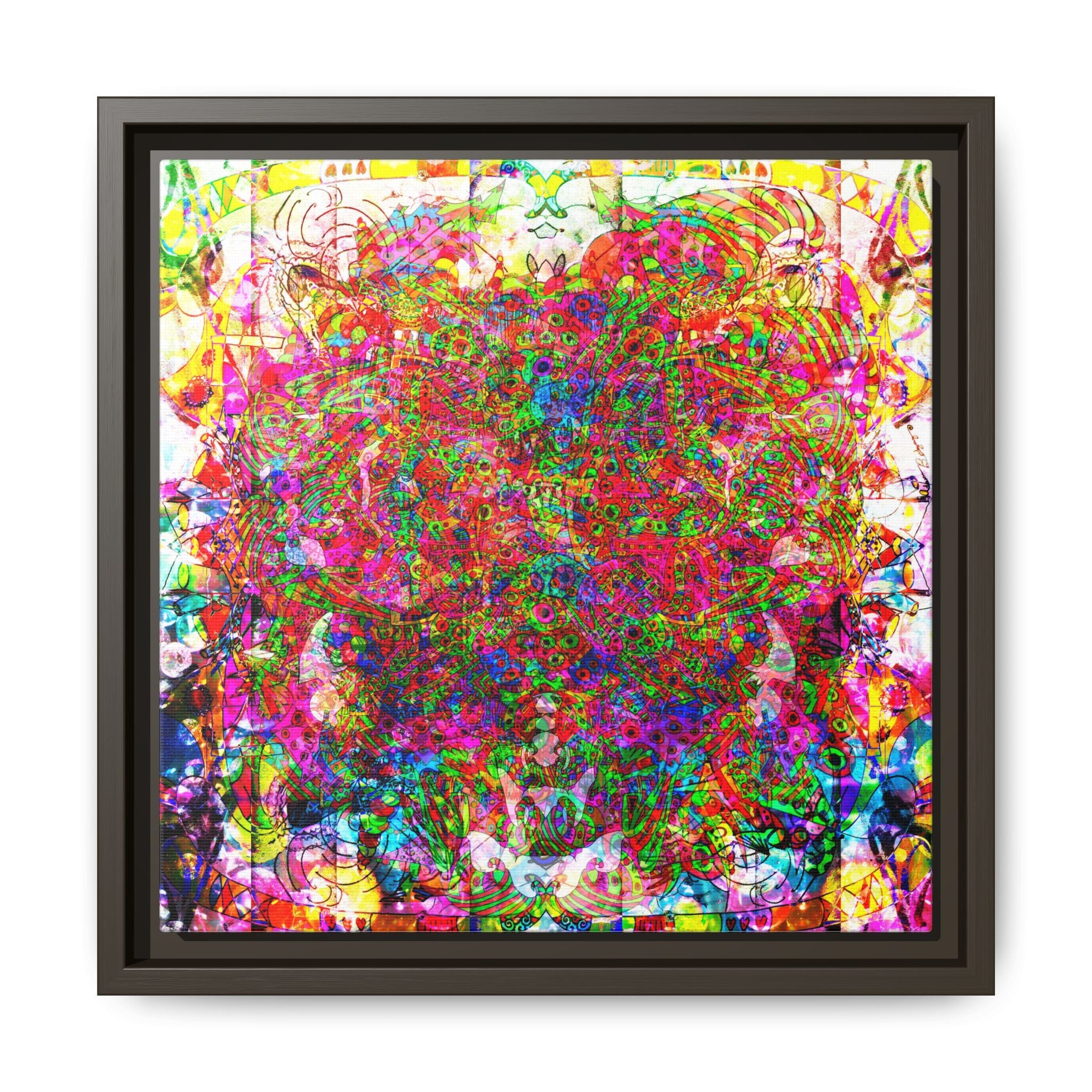 Neon Swirl Party Extravaganza Canvas Art — Vibrant Kaleidoscope Wall Print