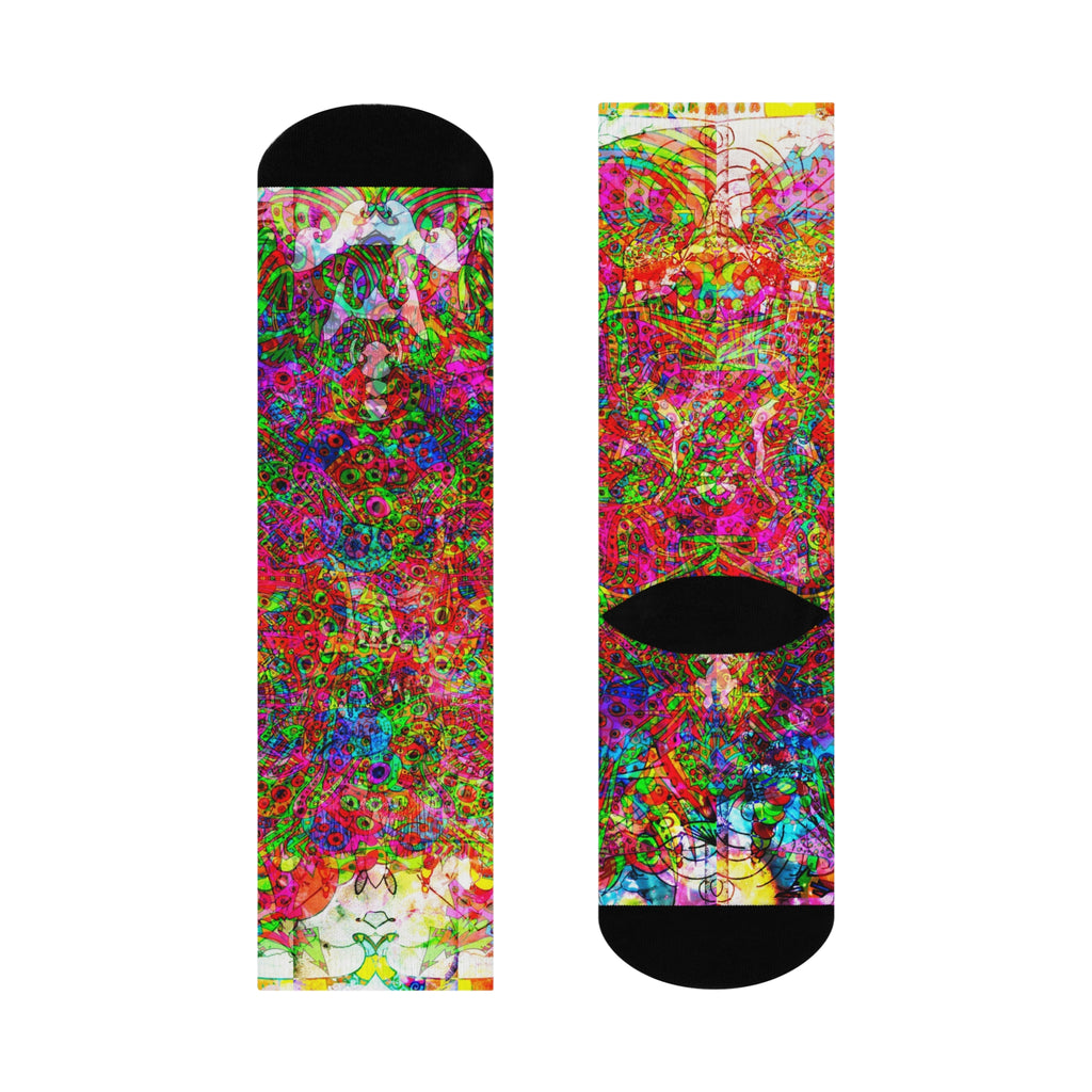 Neon Swirl Party Extravaganza Cushioned Crew Socks