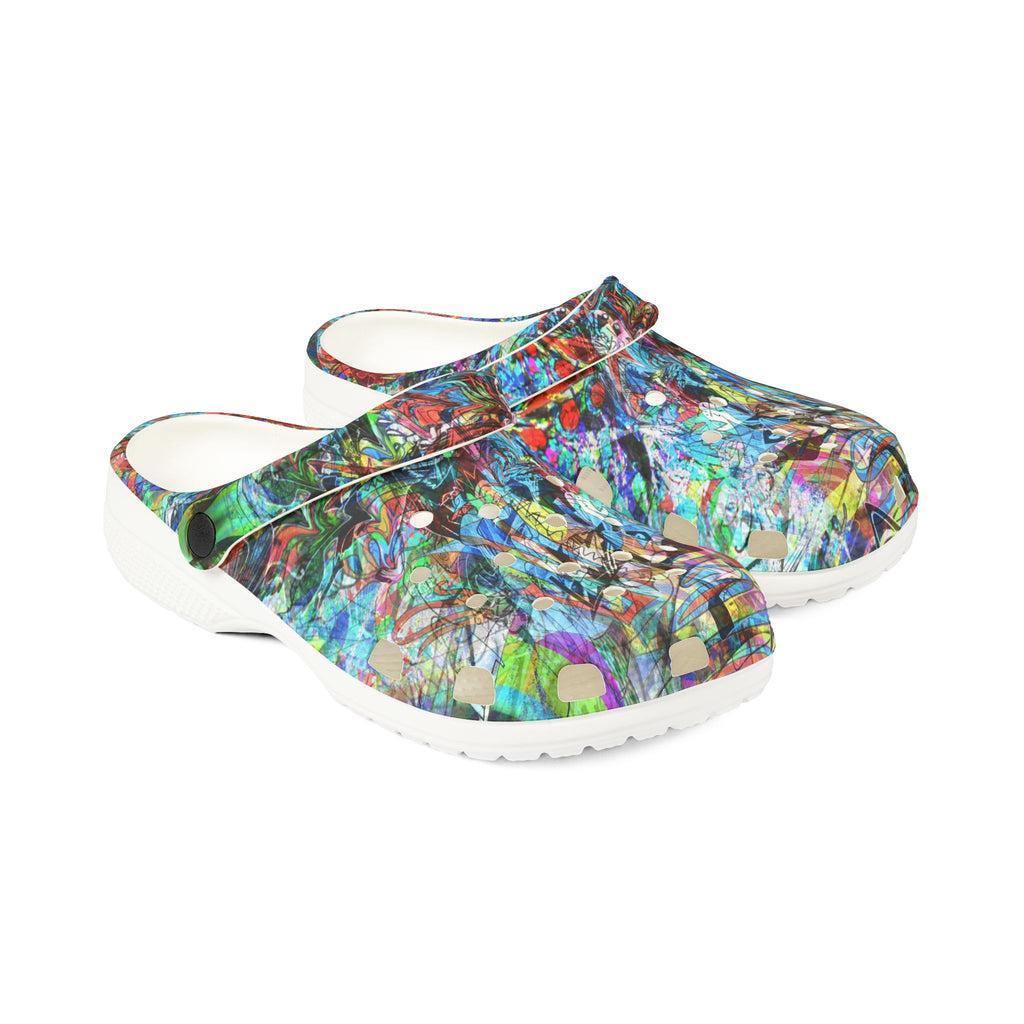 Now You're Stuck 44 - Colorful Abstract EVA Foam Clogs – Vibrant All-Over-Print Garden Shoes