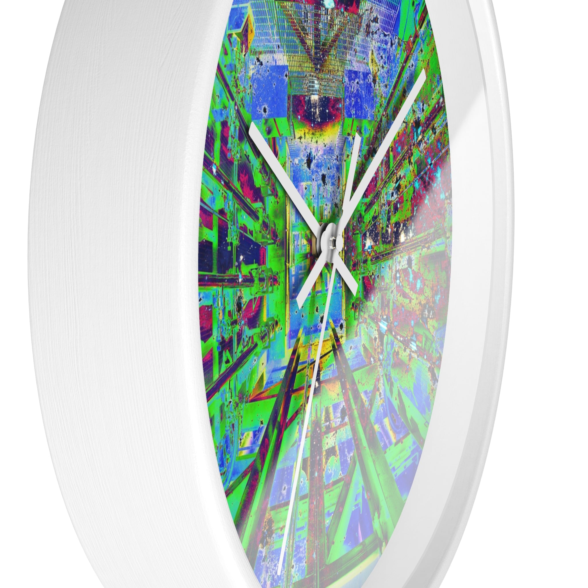 Hyperspace Room 22 Wall Clock — Abstract Retro Futurism Timepiece