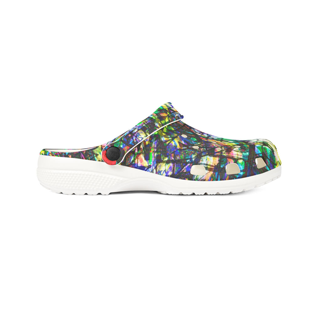 The Real Time Is Now 2015 - Abstract Colorful Garden EVA Foam Clogs — Lightweight Printed Slip-On Shoes