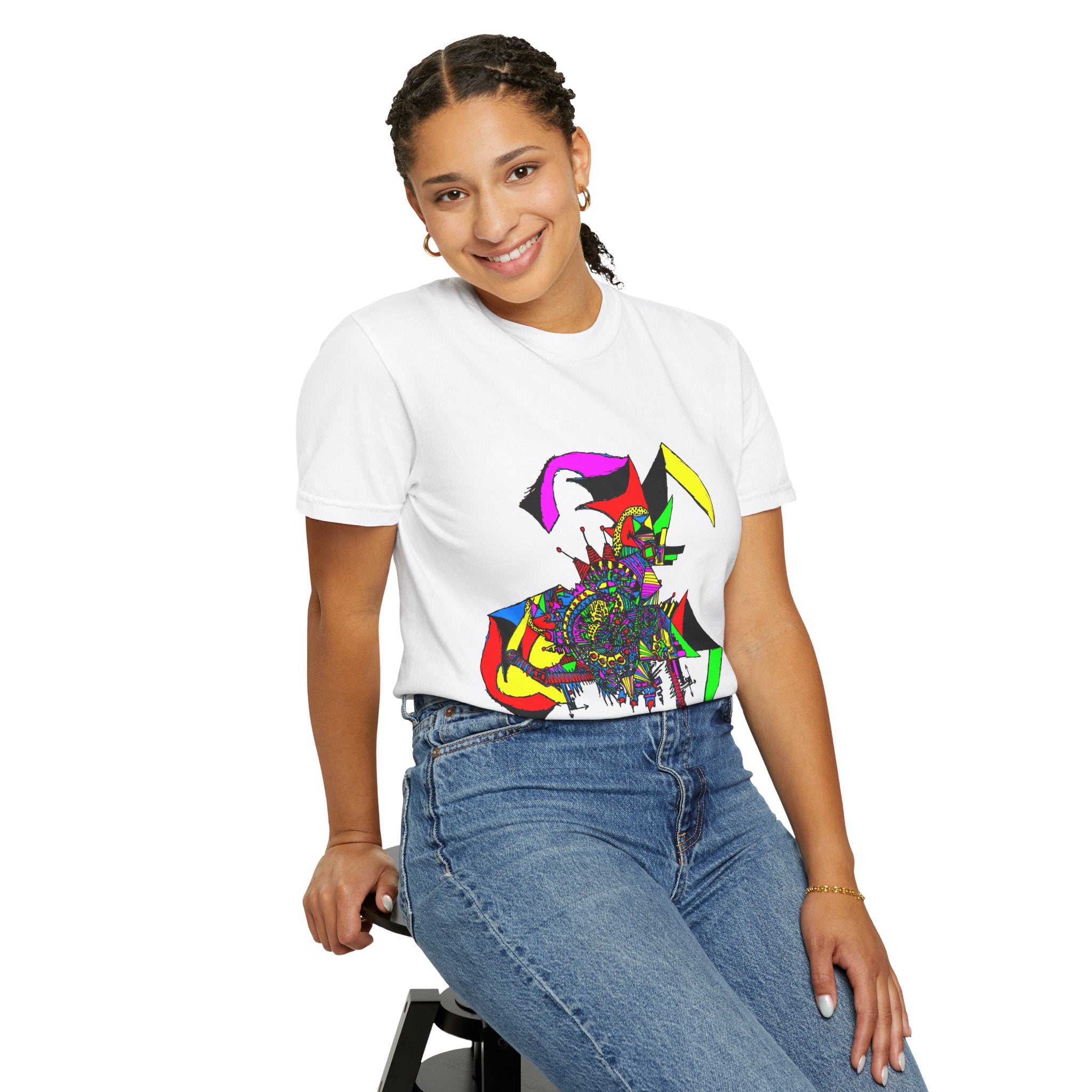 Abstract Colorful Jester Graphic T-Shirt