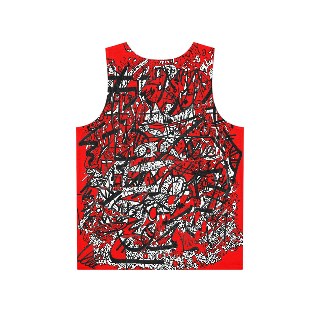 Nobody Touches Nothin' - Red Graffiti Abstract Tank Top — All-Over Print Streetwear
