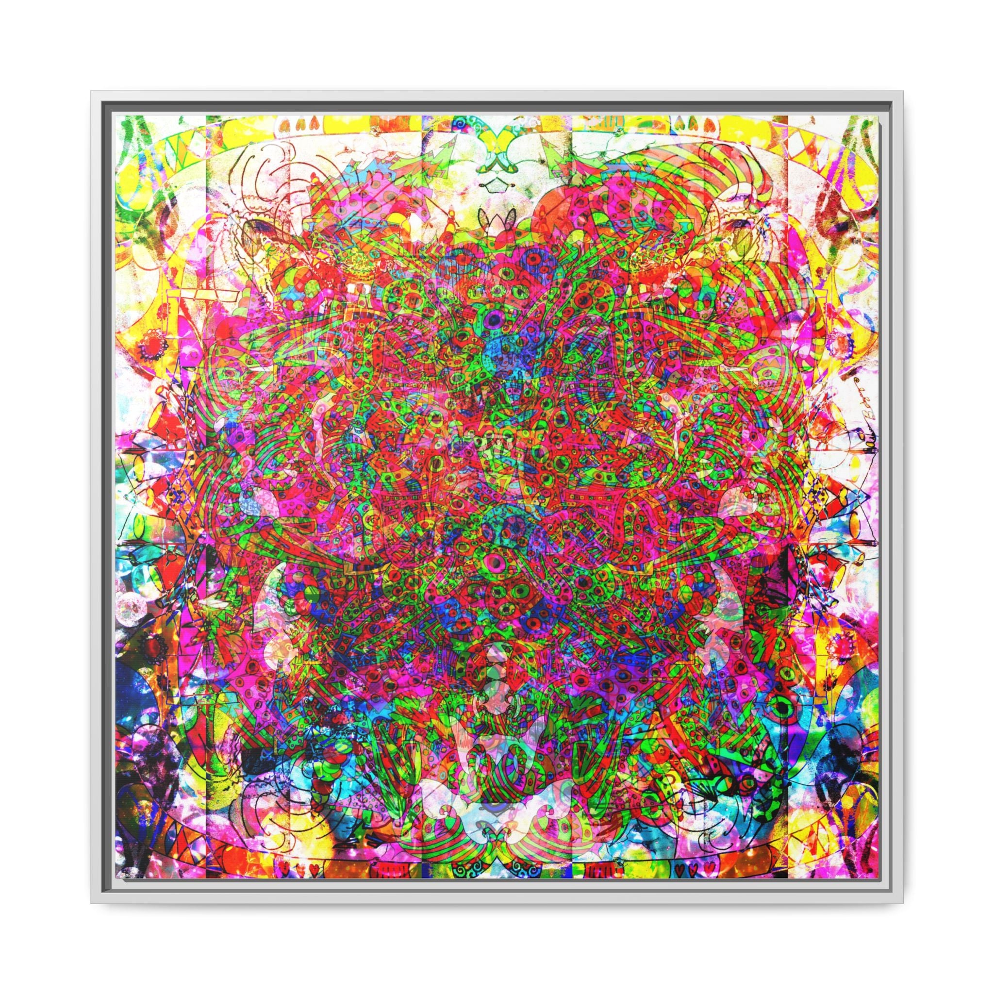 Neon Swirl Party Extravaganza Canvas Art — Vibrant Kaleidoscope Wall Print