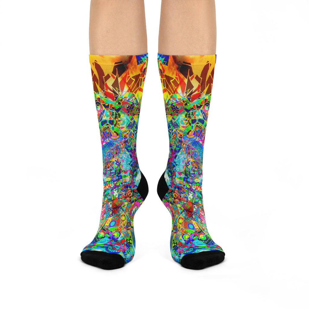 HYPERDIMENSIONAL SURFER - Psychedelic Abstract Art Cushioned Crew Socks