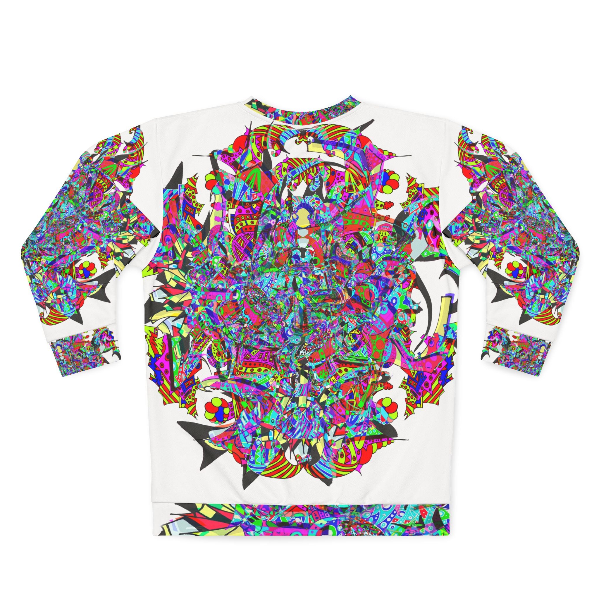 Neon Waffle Monster 12 Psychedelic Kaleidoscope Sweatshirt — Colorful Abstract All-Over Print