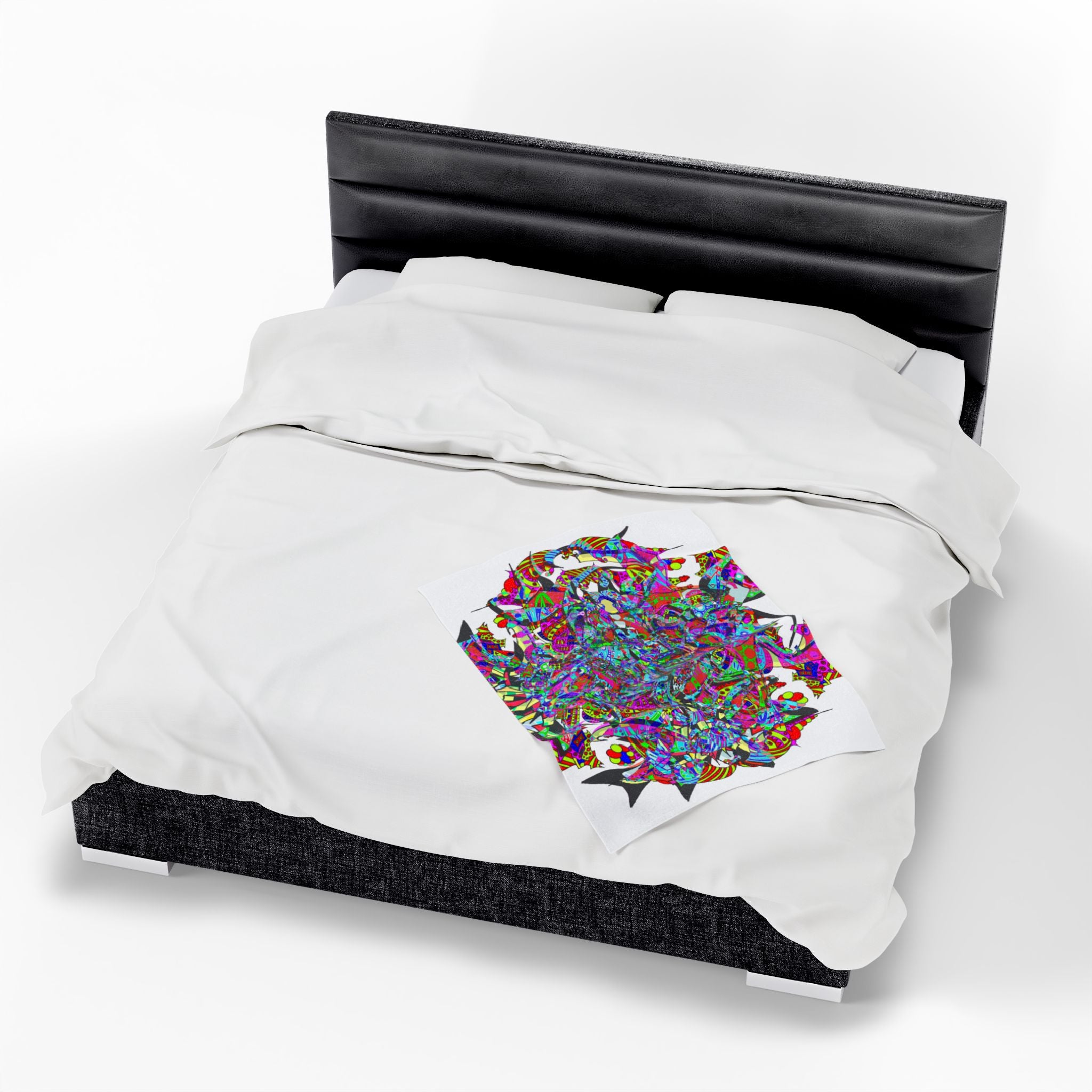 Neon Waffle Monster 12 Plush Blanket — Psychedelic Mandala Throw for Cozy Boho Décor