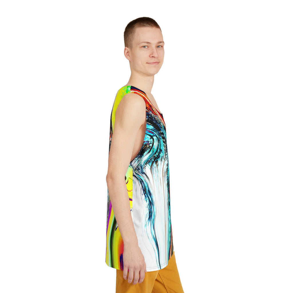 Slip And Slide - Abstract Neon Swirl Tank Top — Men's All-Over Print Festival Tank