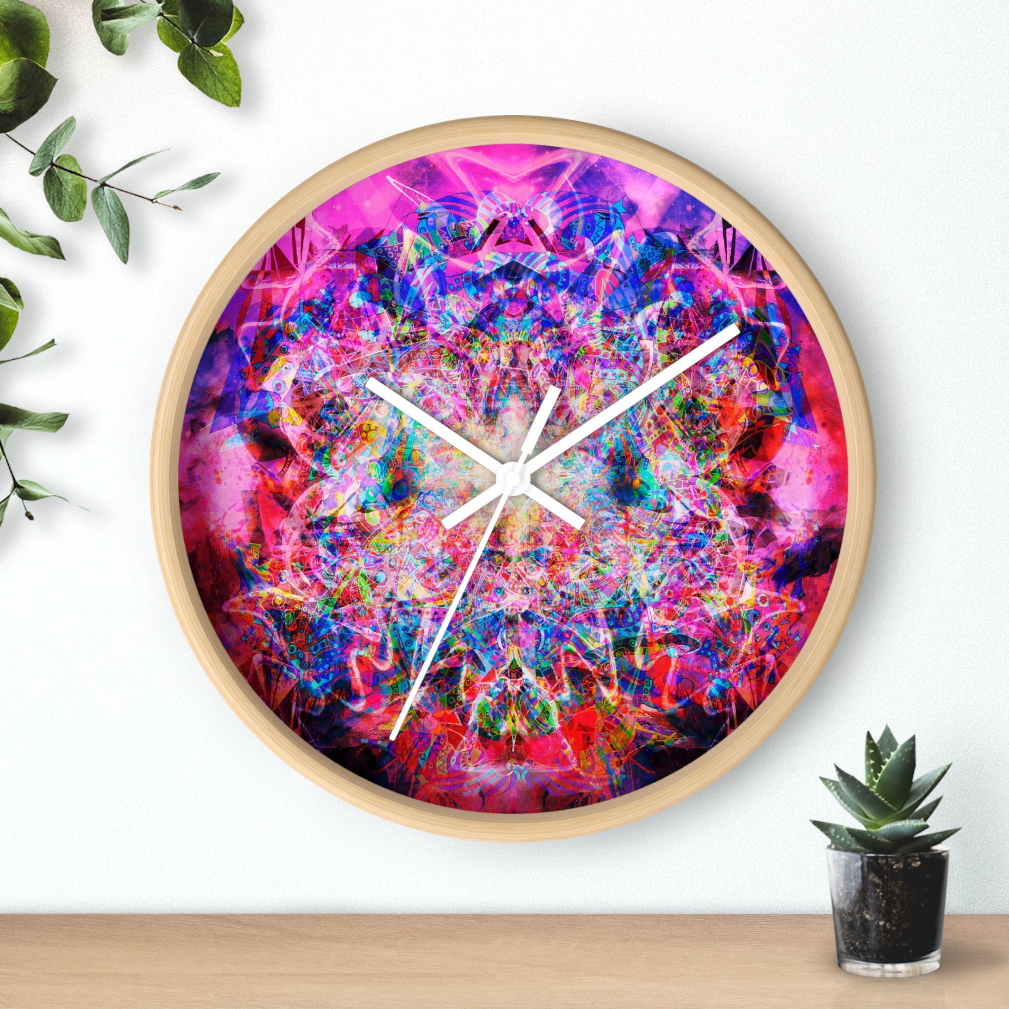 Arashaya - Psychedelic Kaleidoscope Wall Clock — Vibrant Abstract Art Timepiece