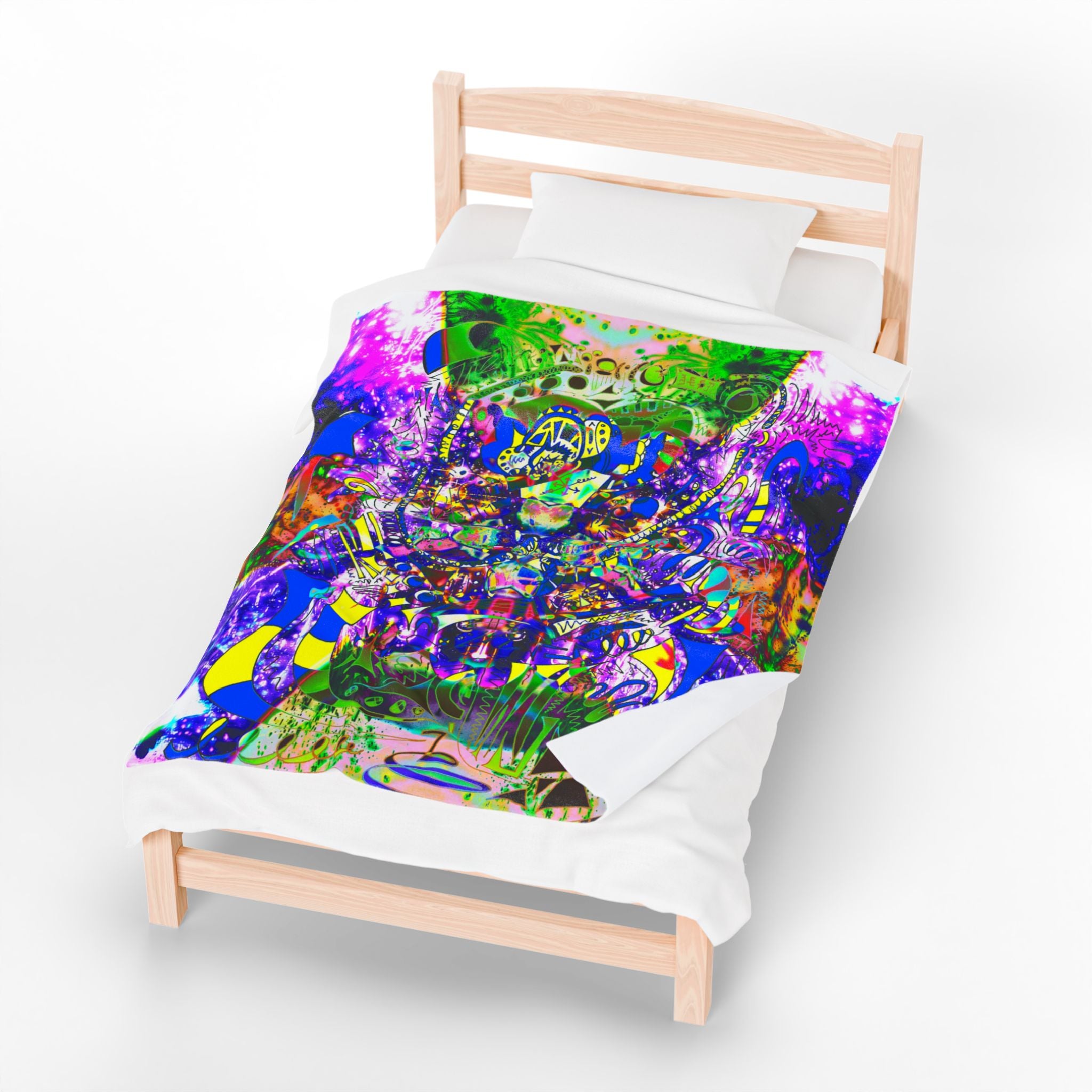 Alien Darkness 9 Plush Blanket — Vibrant Neon Art Throw