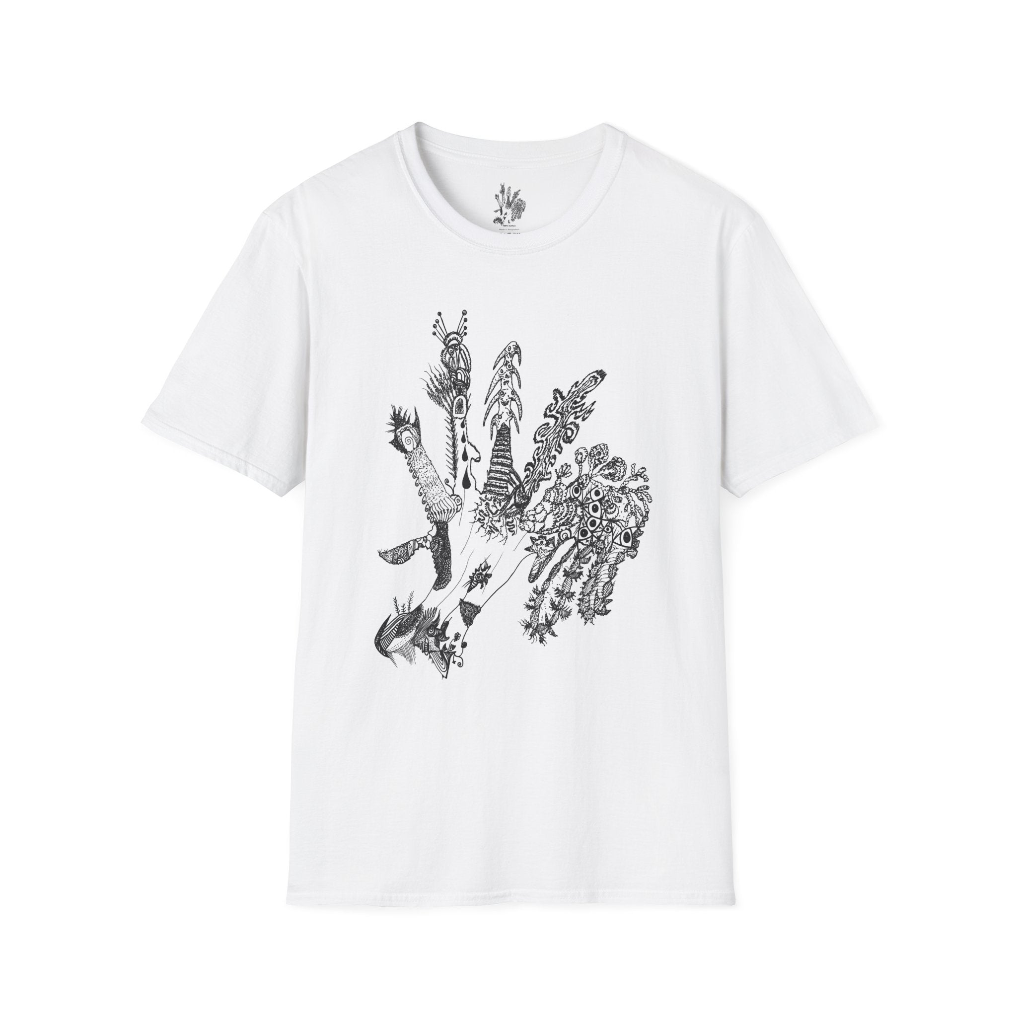 Rabbit Hand T-Shirt — Black Ink Illustration Tee