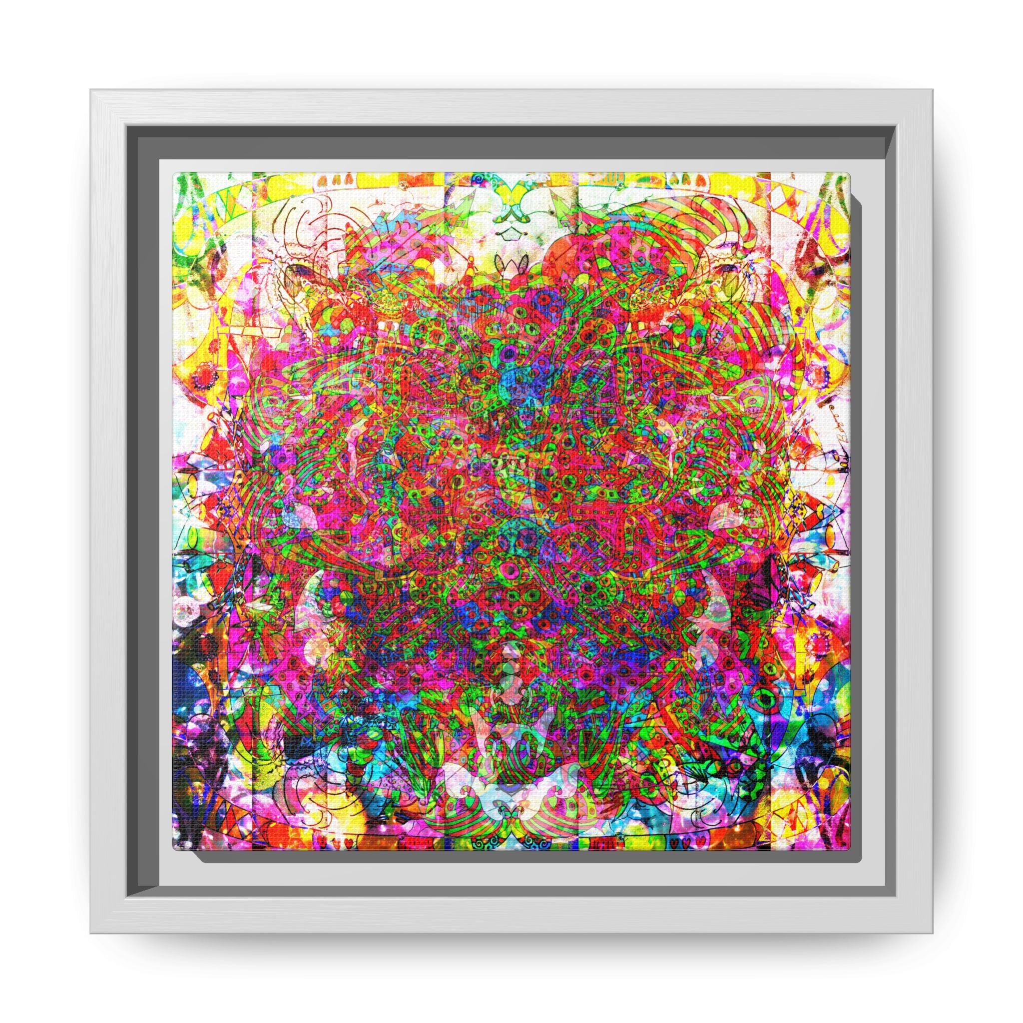 Neon Swirl Party Extravaganza Canvas Art — Vibrant Kaleidoscope Wall Print