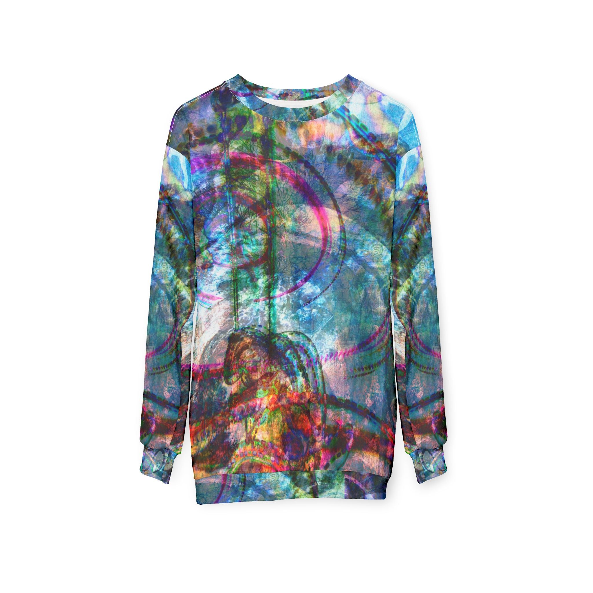 Mega Millions Abstract Colorwave Sweatshirt — All-Over Print Artistic Crewneck