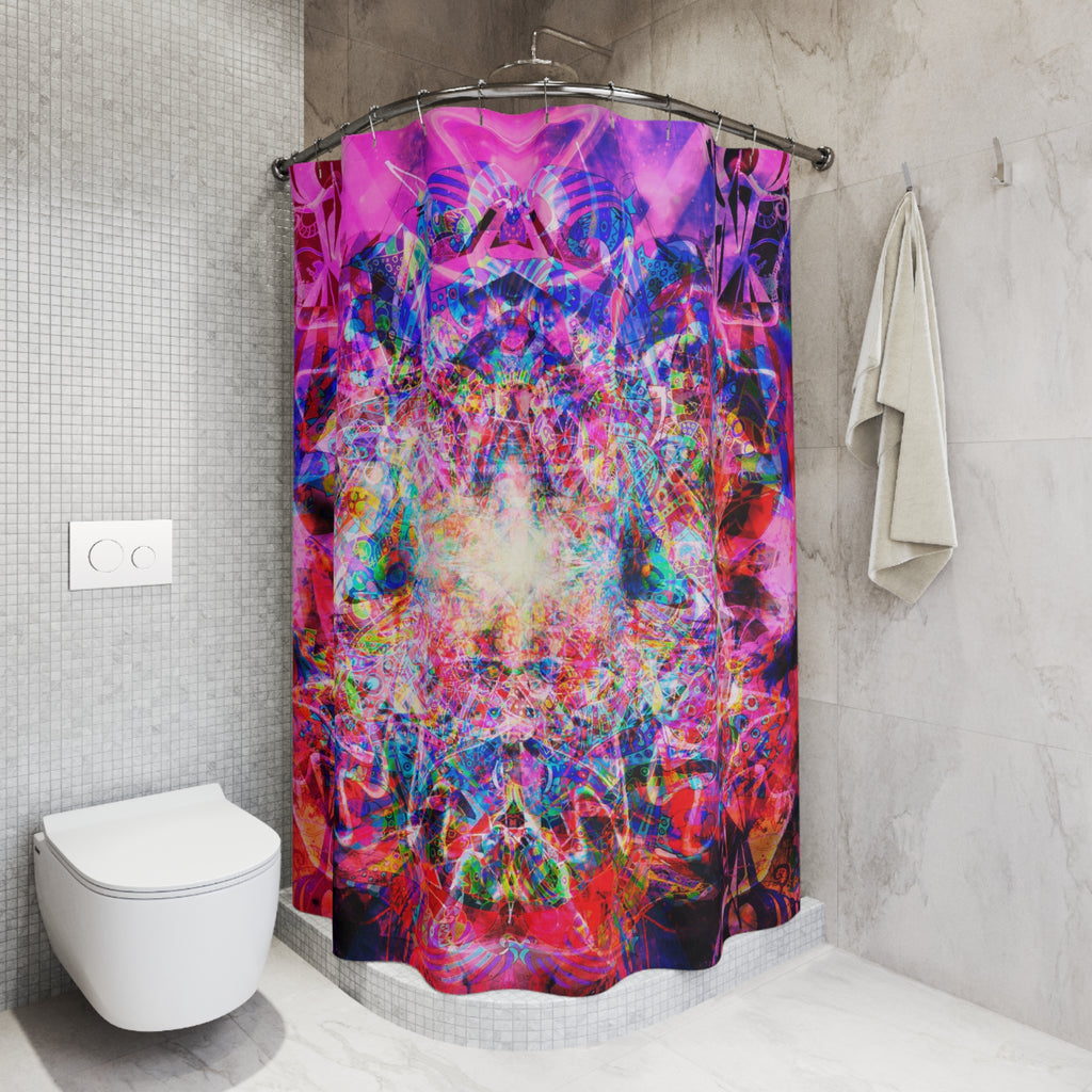 Arashaya - Psychedelic Pink Mandala Shower Curtain — Vibrant Abstract Bathroom Decor