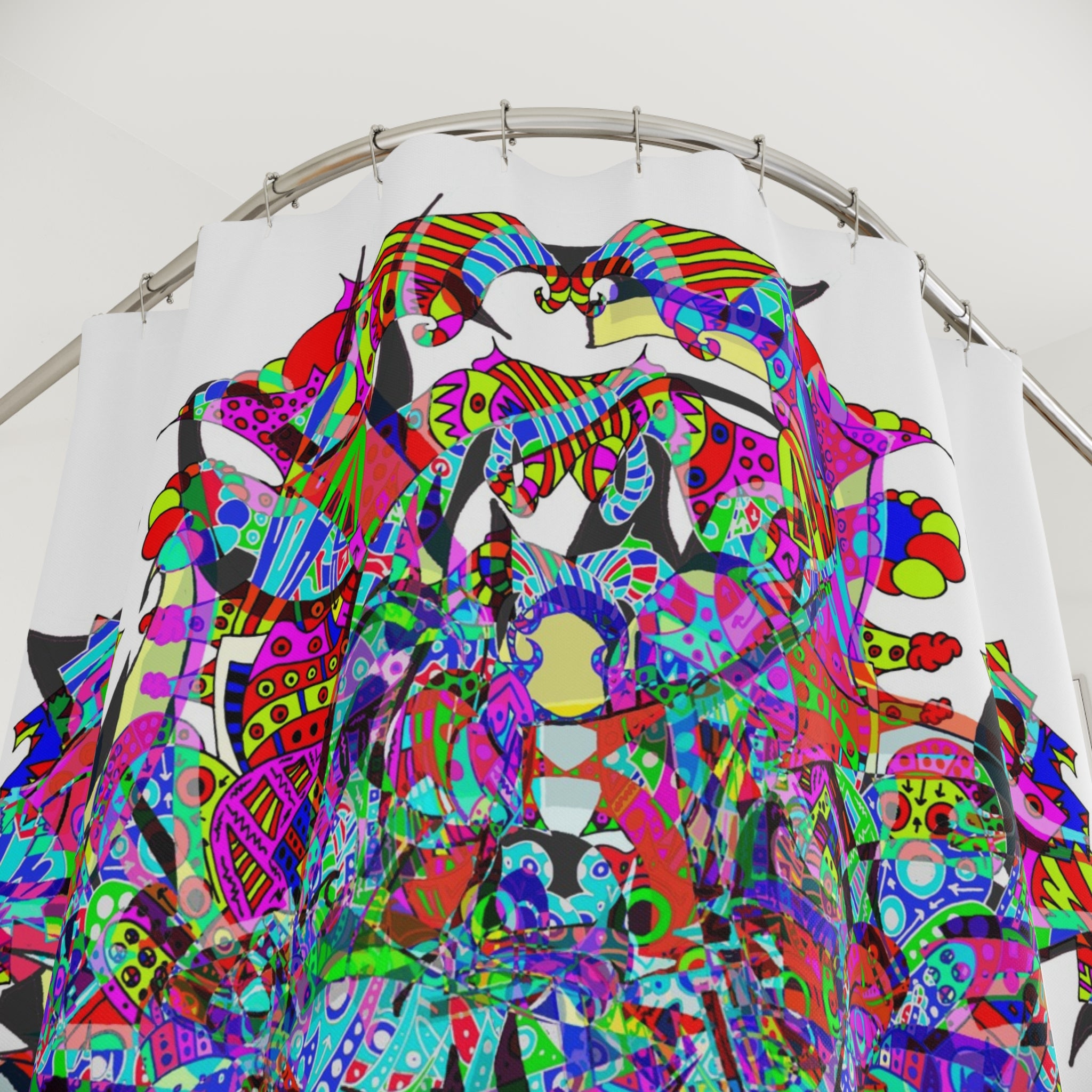 Neon Waffle Monster 12 Shower Curtain