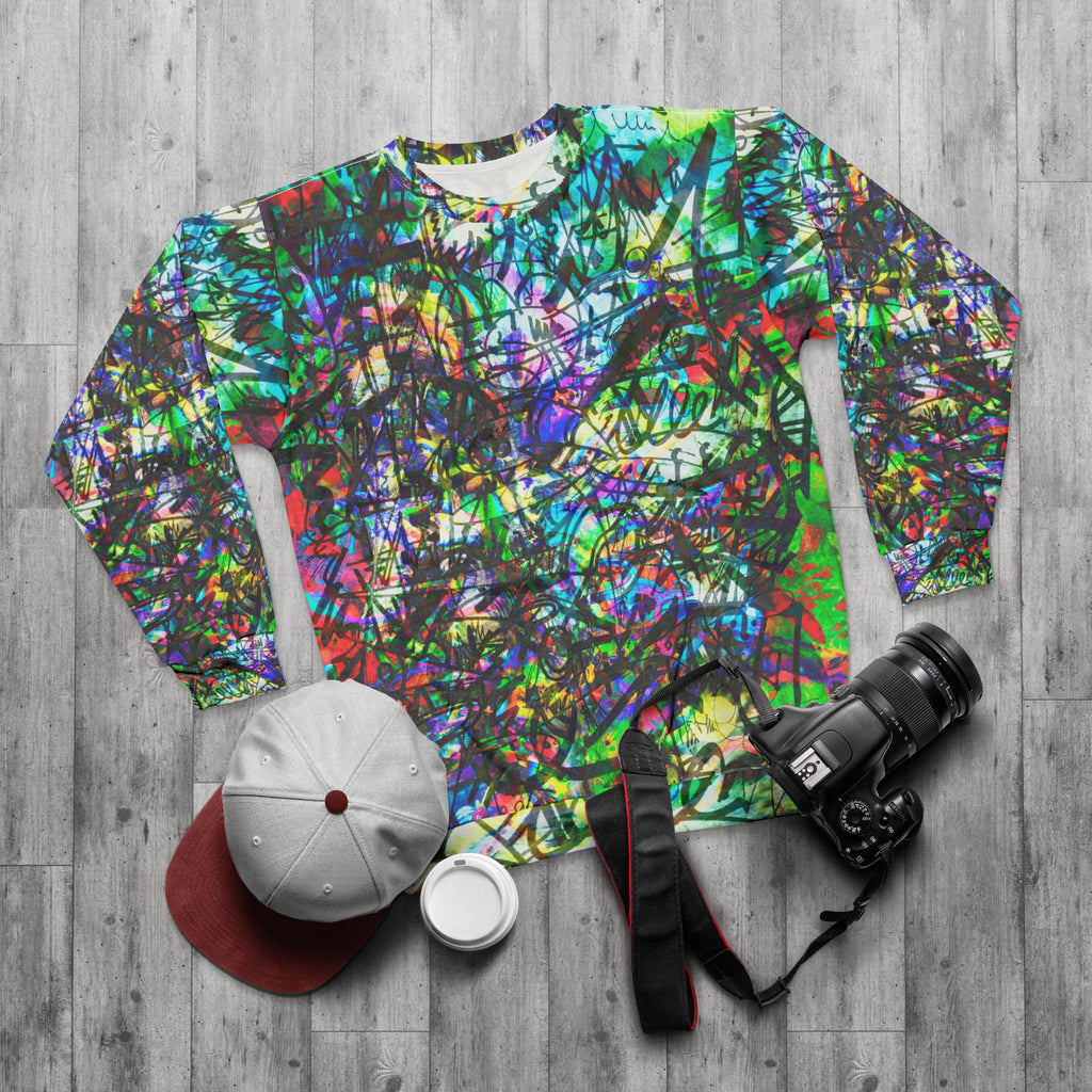 The Real Time Is Now 2015 - Abstract Graffiti All-Over Print Sweatshirt