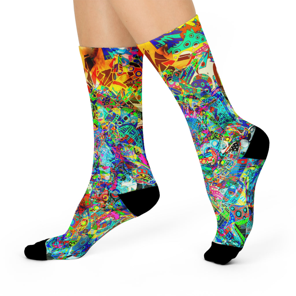 HYPERDIMENSIONAL SURFER - Psychedelic Abstract Art Cushioned Crew Socks