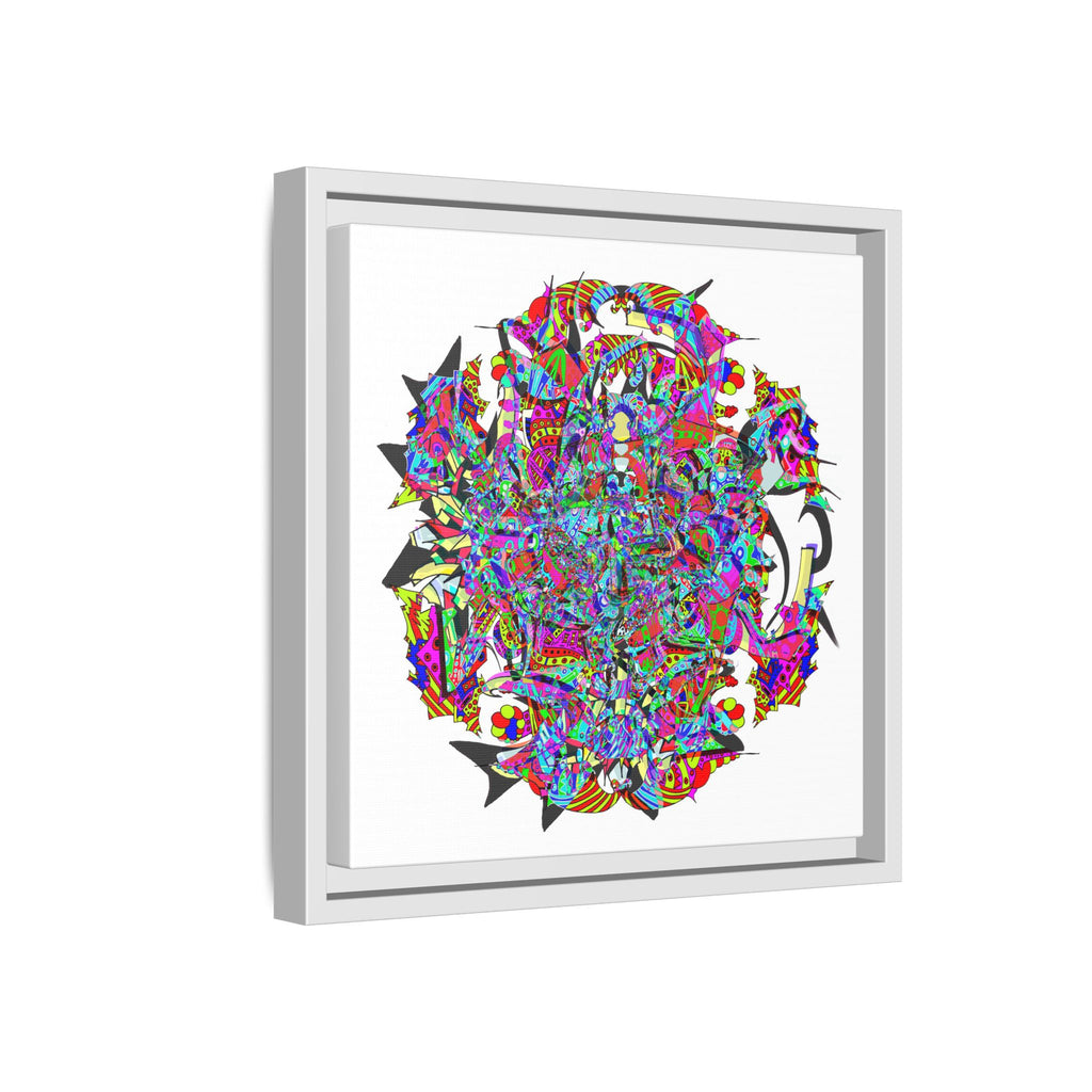Neon Waffle Monster 12 Framed Canvas Art — Psychedelic Geometric Wall Print