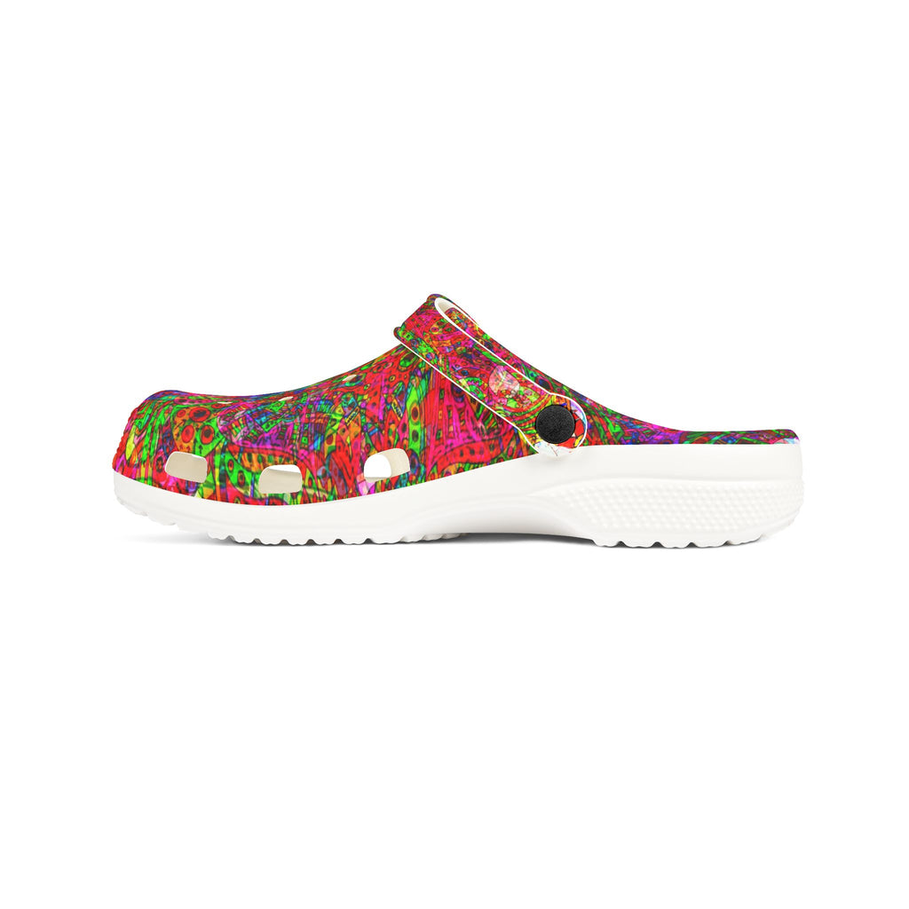 Neon Swirl Party Extravaganza - Colorful EVA Foam Clogs — Lightweight Rubber Slip-On Shoes