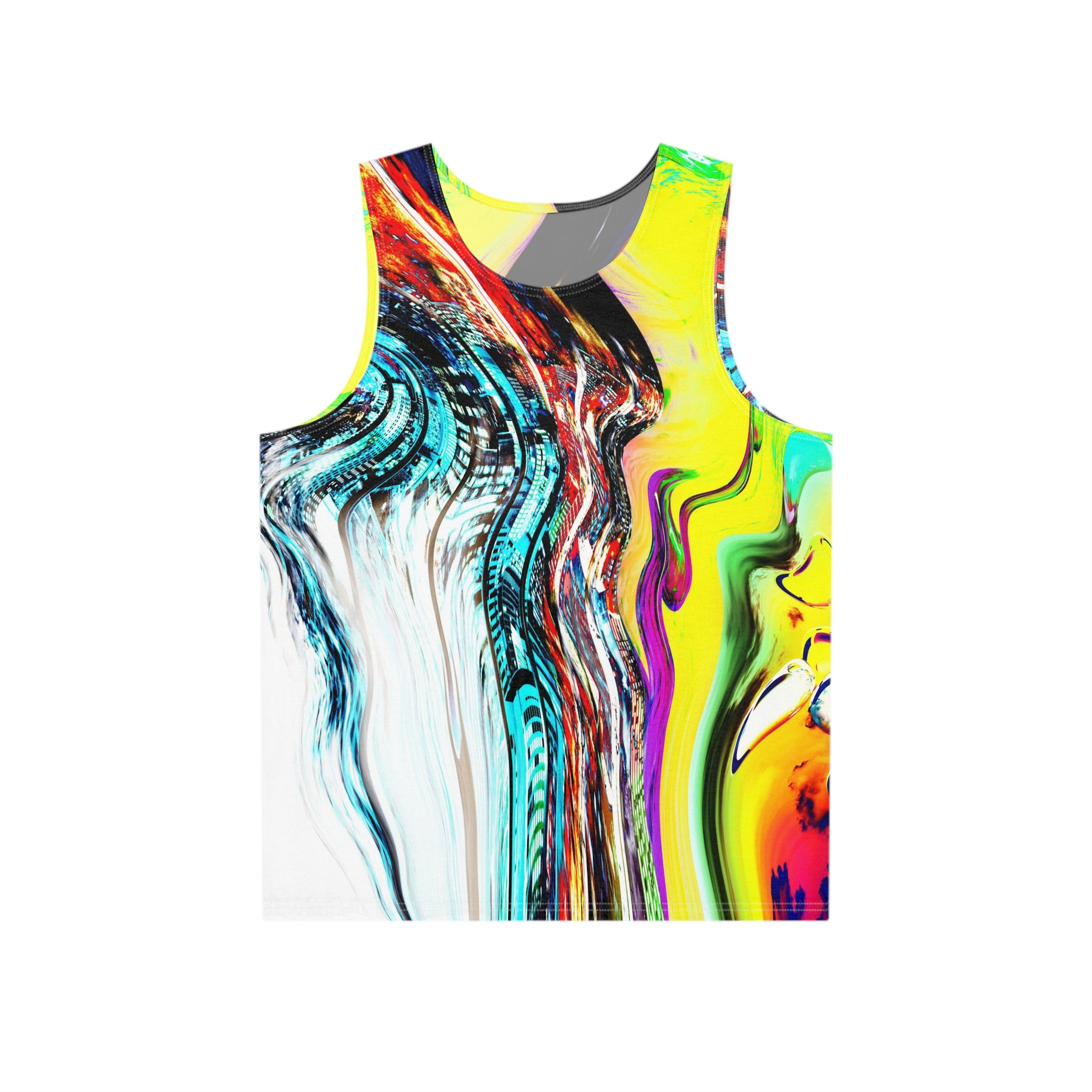 Slip And Slide - Abstract Neon Swirl Tank Top — Men's All-Over Print Festival Tank