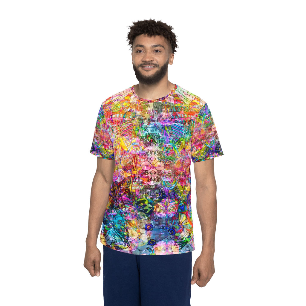 Dance Like There's No Tomorrow - Psychedelic All-Over-Print Sports Jersey — Vibrant Abstract Pattern for Festivals & Active Wear