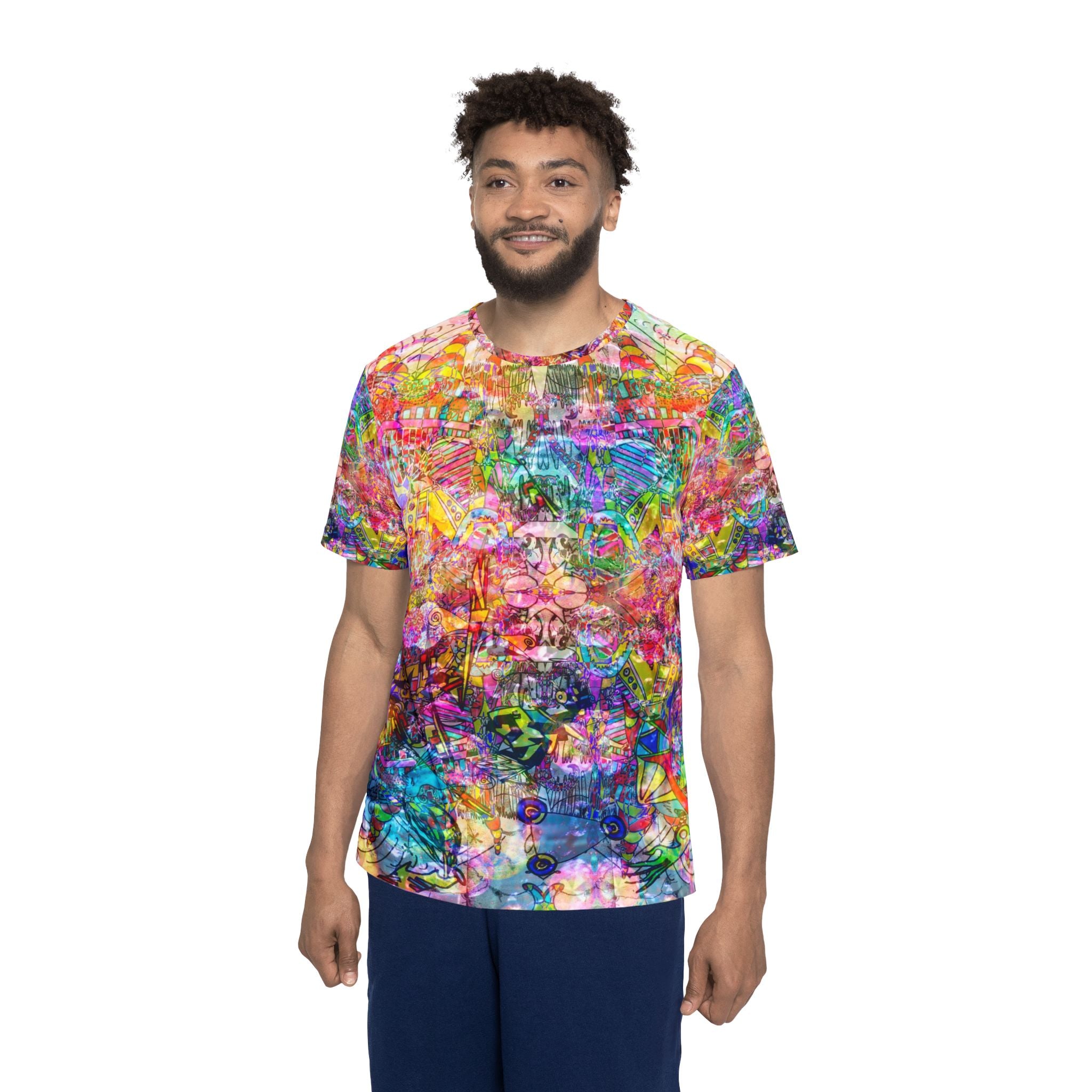 Dance Like There's No Tomorrow - Psychedelic All-Over-Print Sports Jersey — Vibrant Abstract Pattern for Festivals & Active Wear