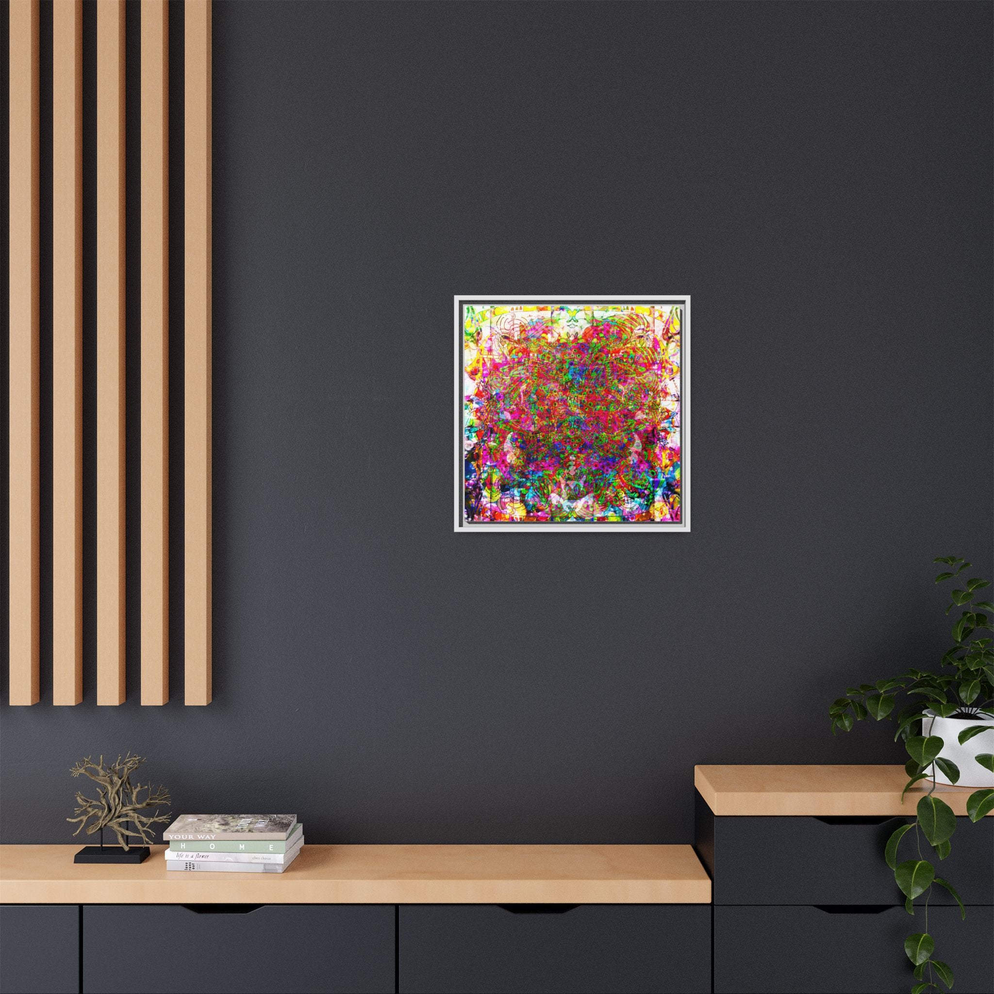 Neon Swirl Party Extravaganza Canvas Art — Vibrant Kaleidoscope Wall Print