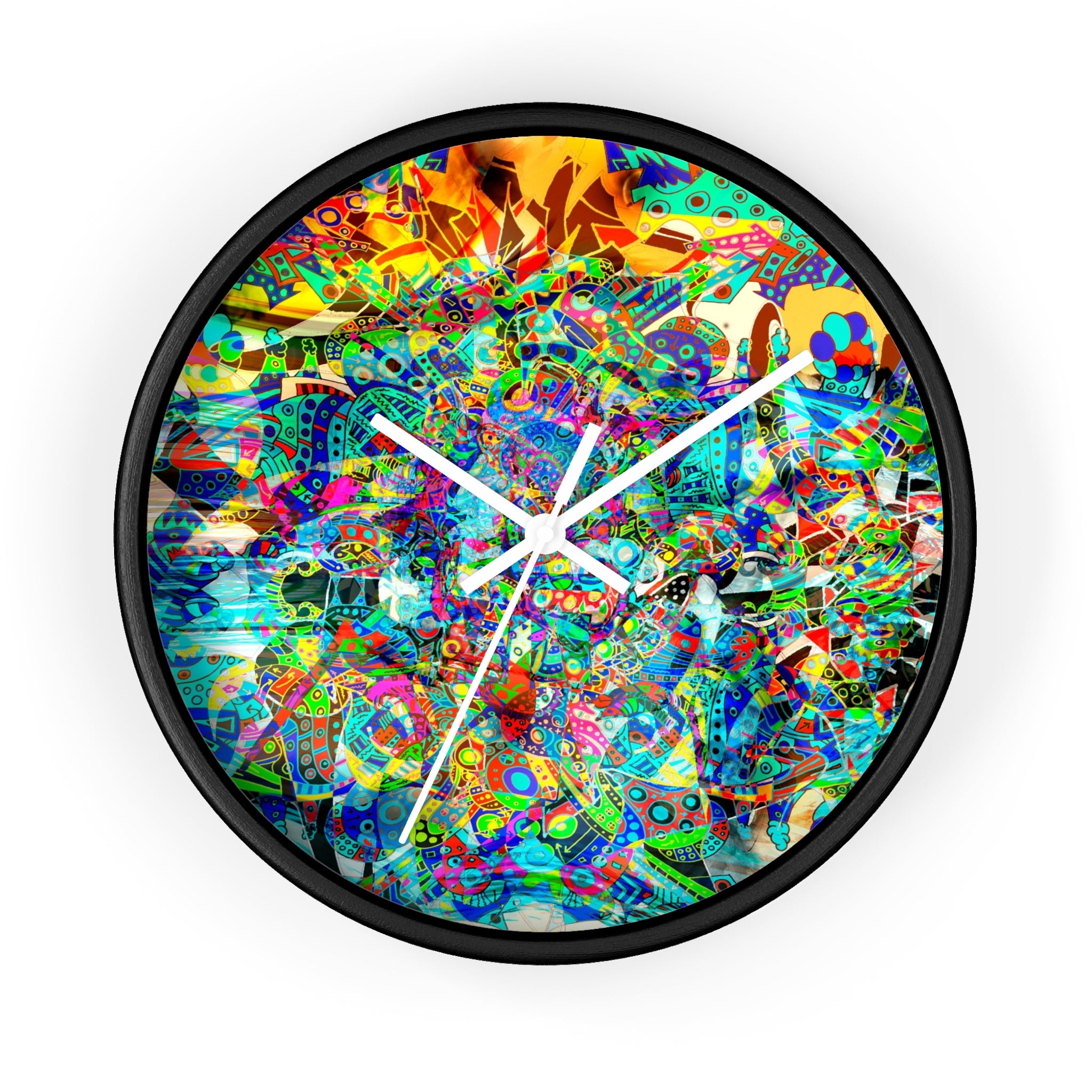 HYPERDIMENSIONAL SURFER - Psychedelic Abstract Wall Clock — Vibrant Colorful Mandala Design